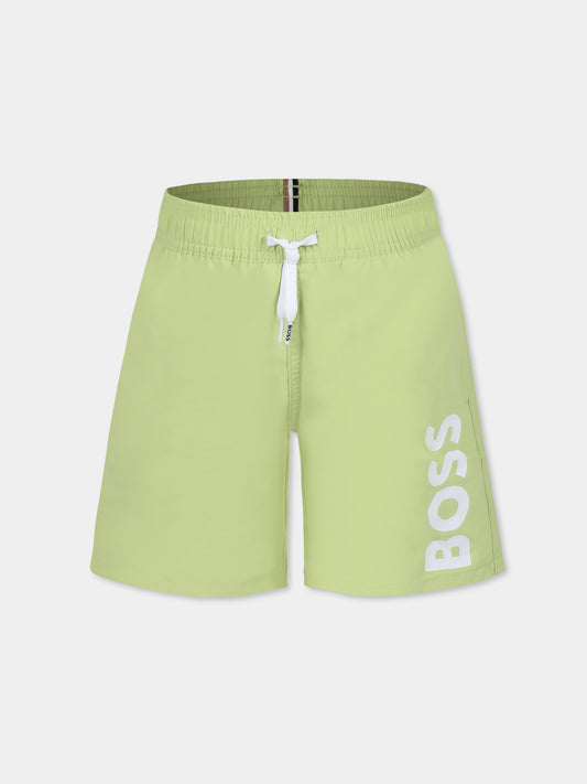 Short de bain vert pour garçon avec logo
