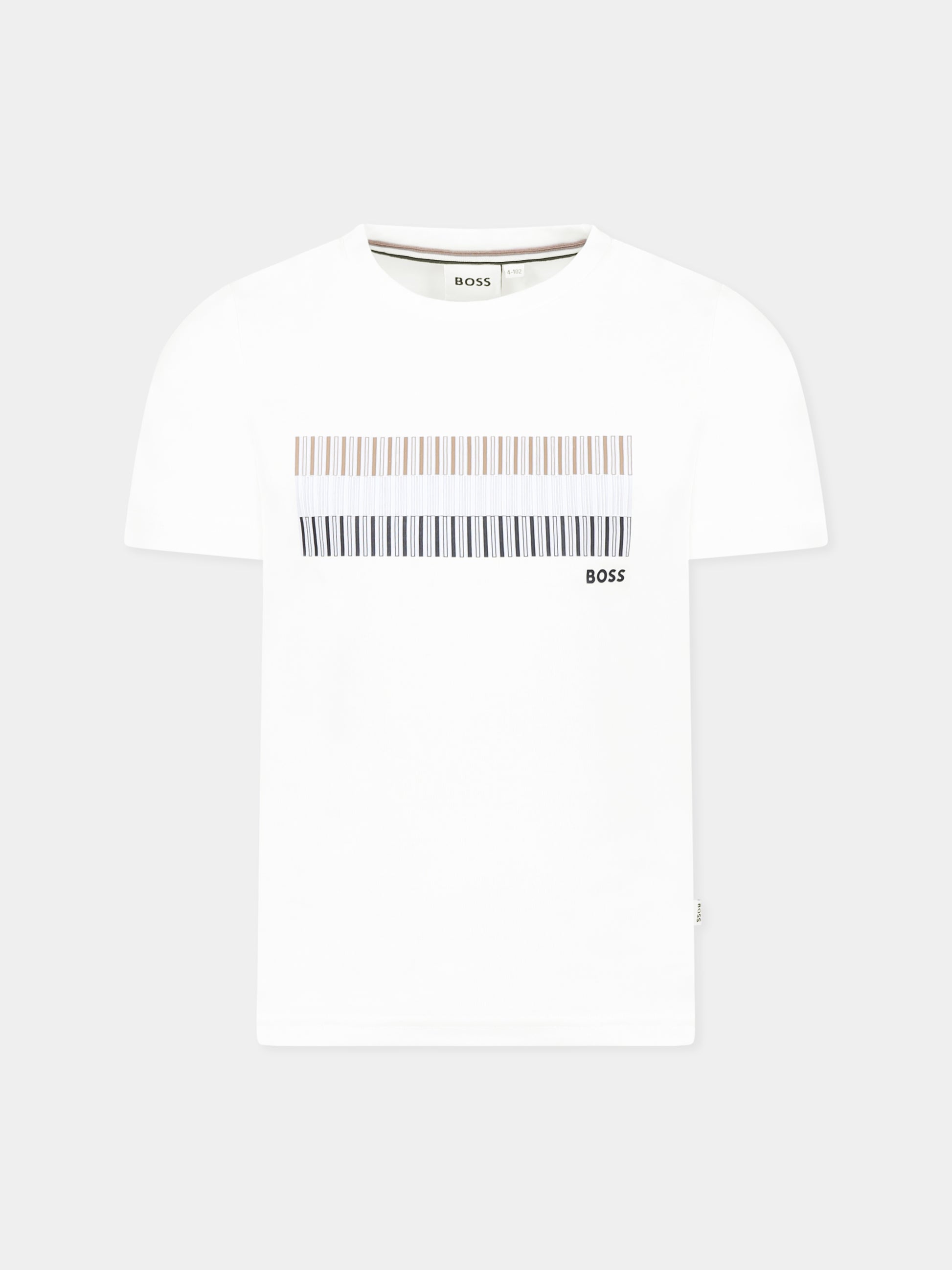T-shirt bianca per bambino con logo,Boss,J52035 10P