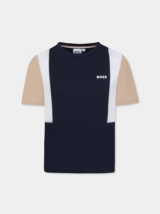 T-shirt bleu pour garçon avec logo