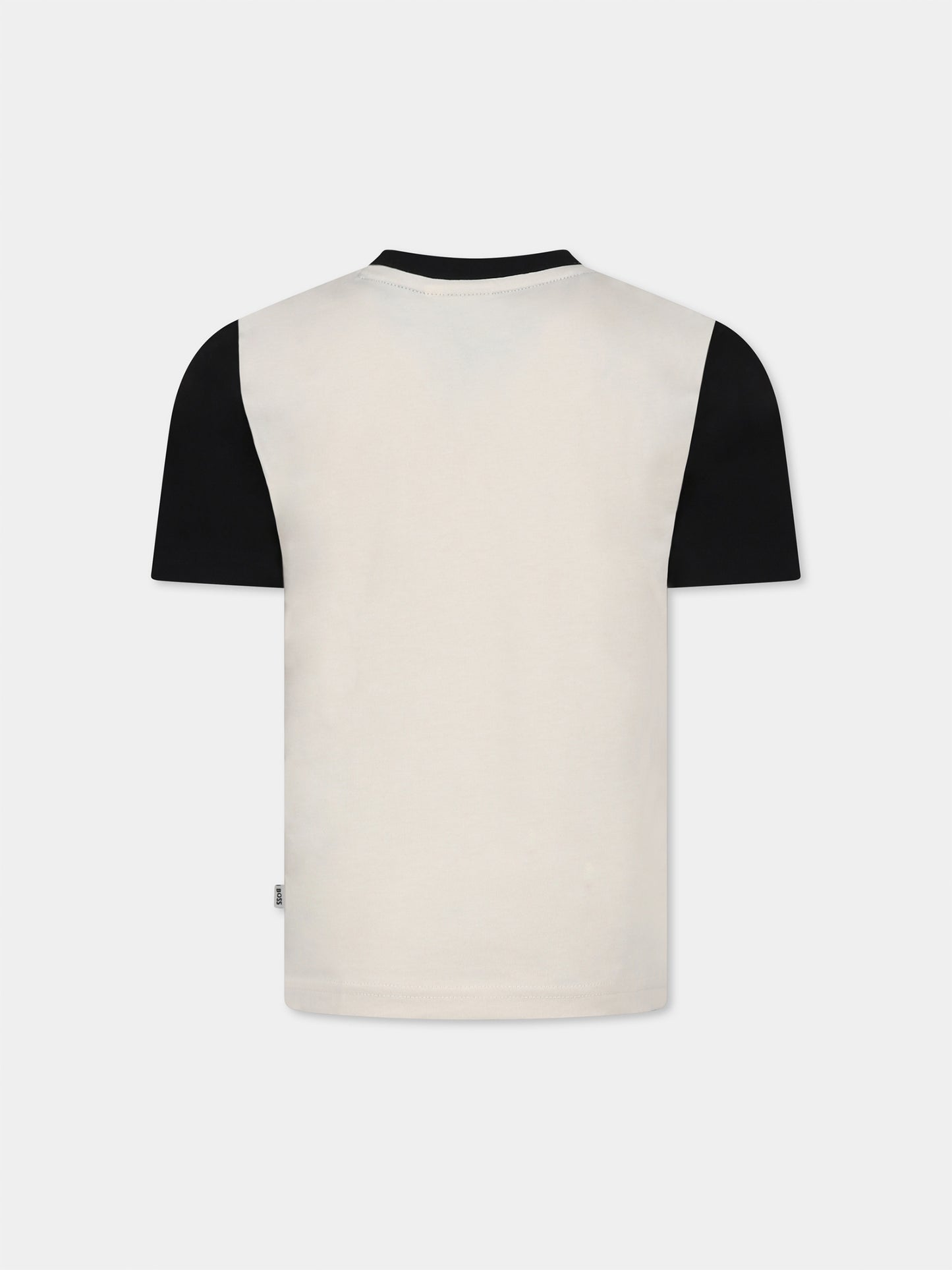 T-shirt beige pour garçon avec logo