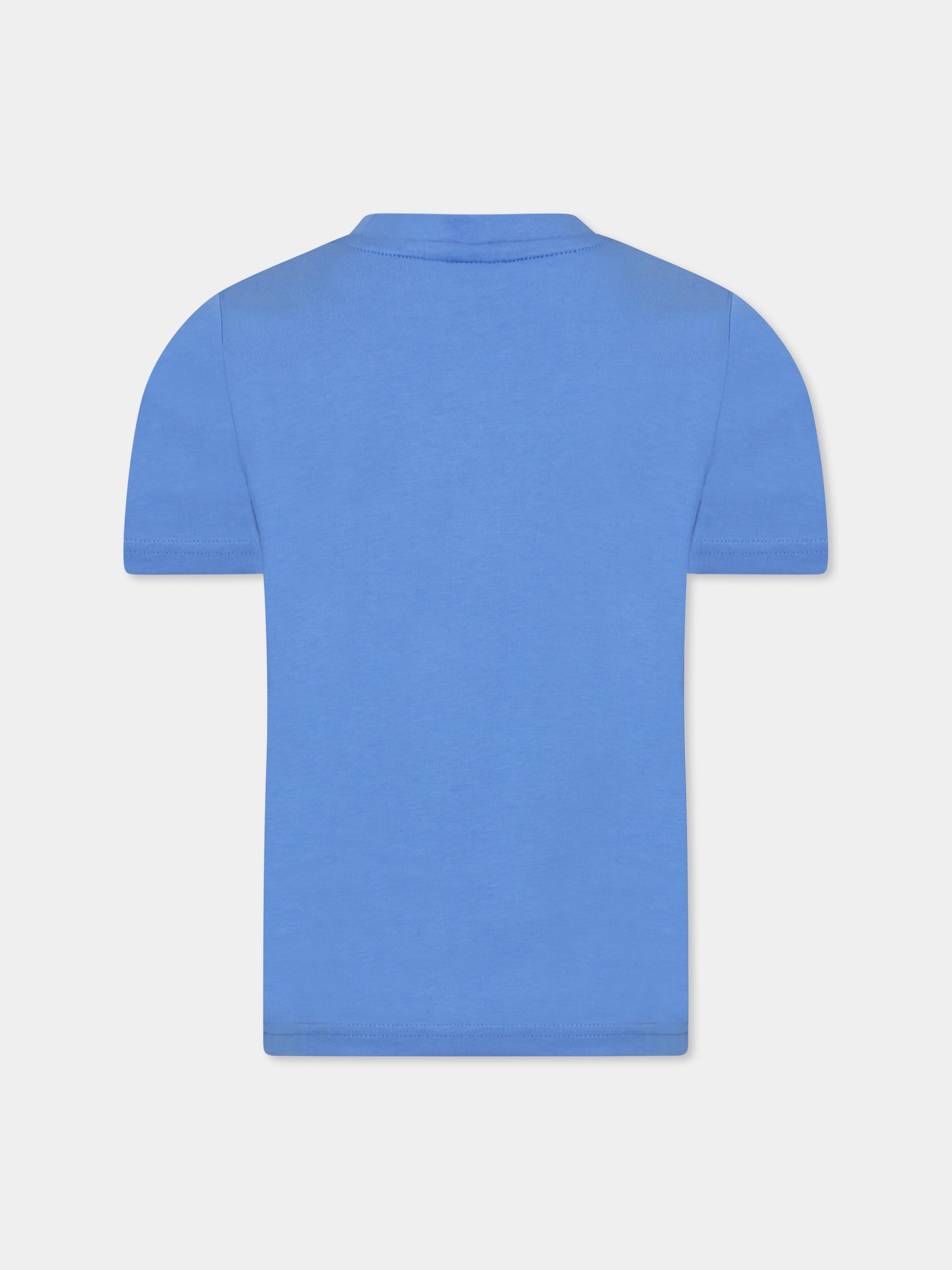 T-shirt celeste per bambino con logo,Boss,J52030 84B