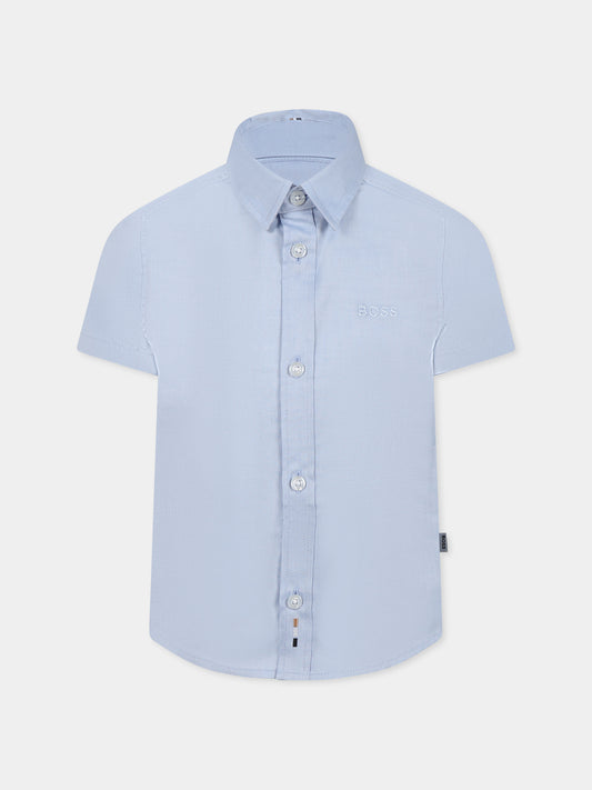 Chemise bleu clair pour garçon avec logo