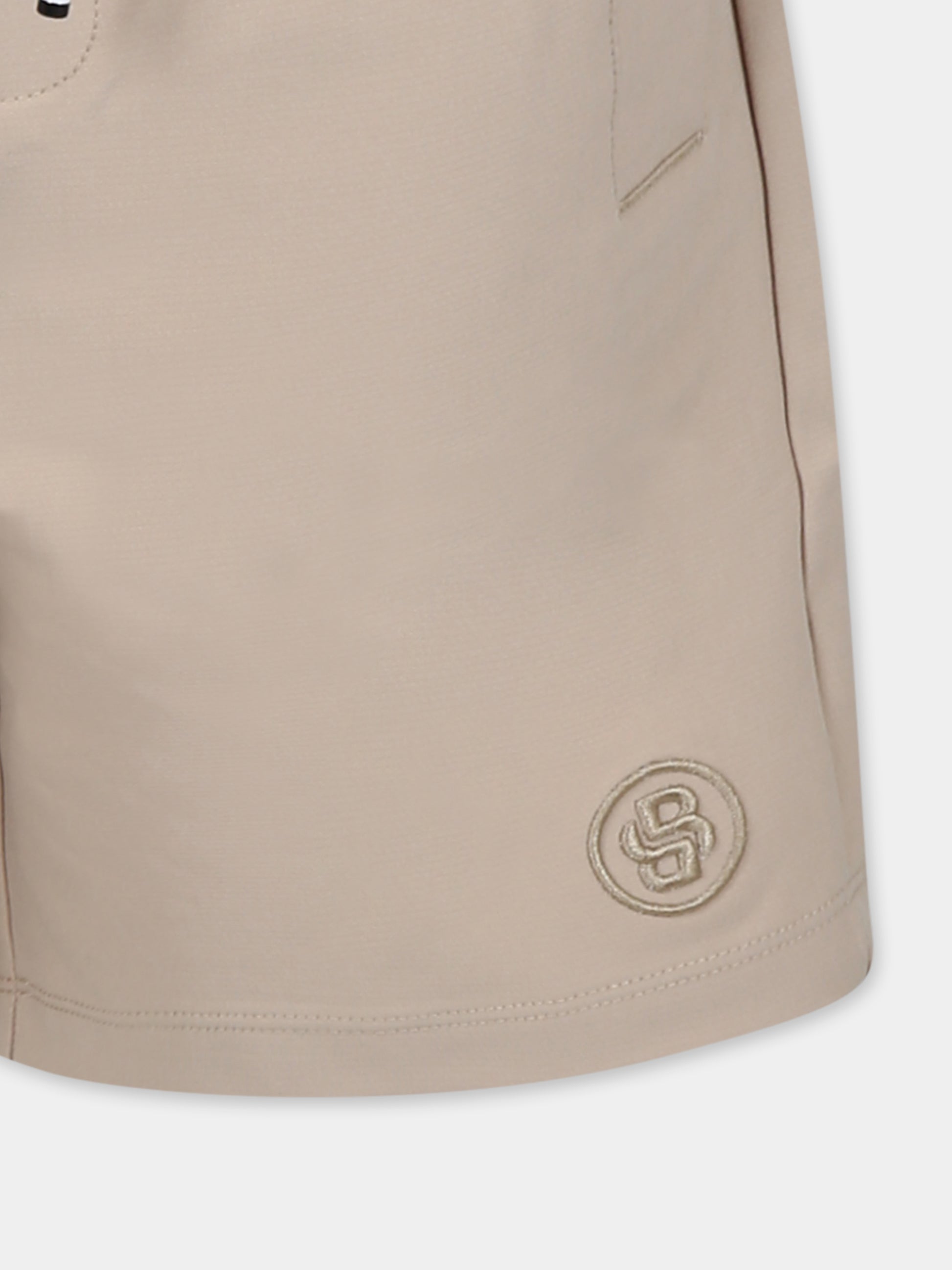 Shorts beige per bambino con logo,Boss,J51992 249