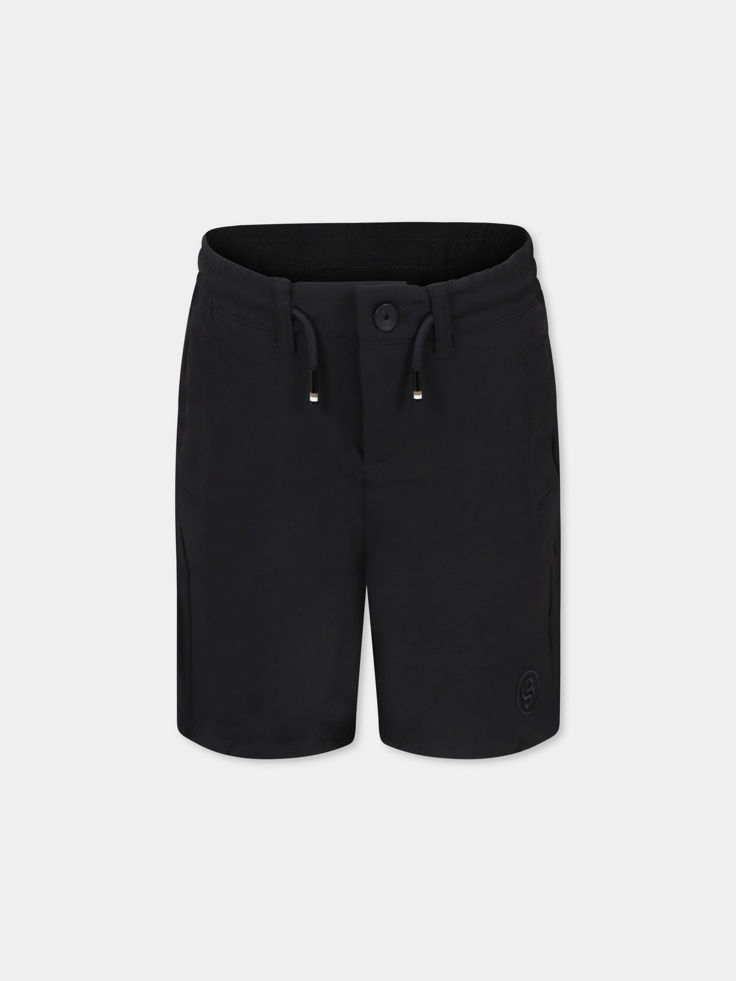 Short noir pour garçon avec logo