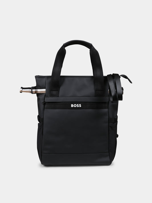 Borsa mamma nera per neonato con logo,Boss,J51735 09B