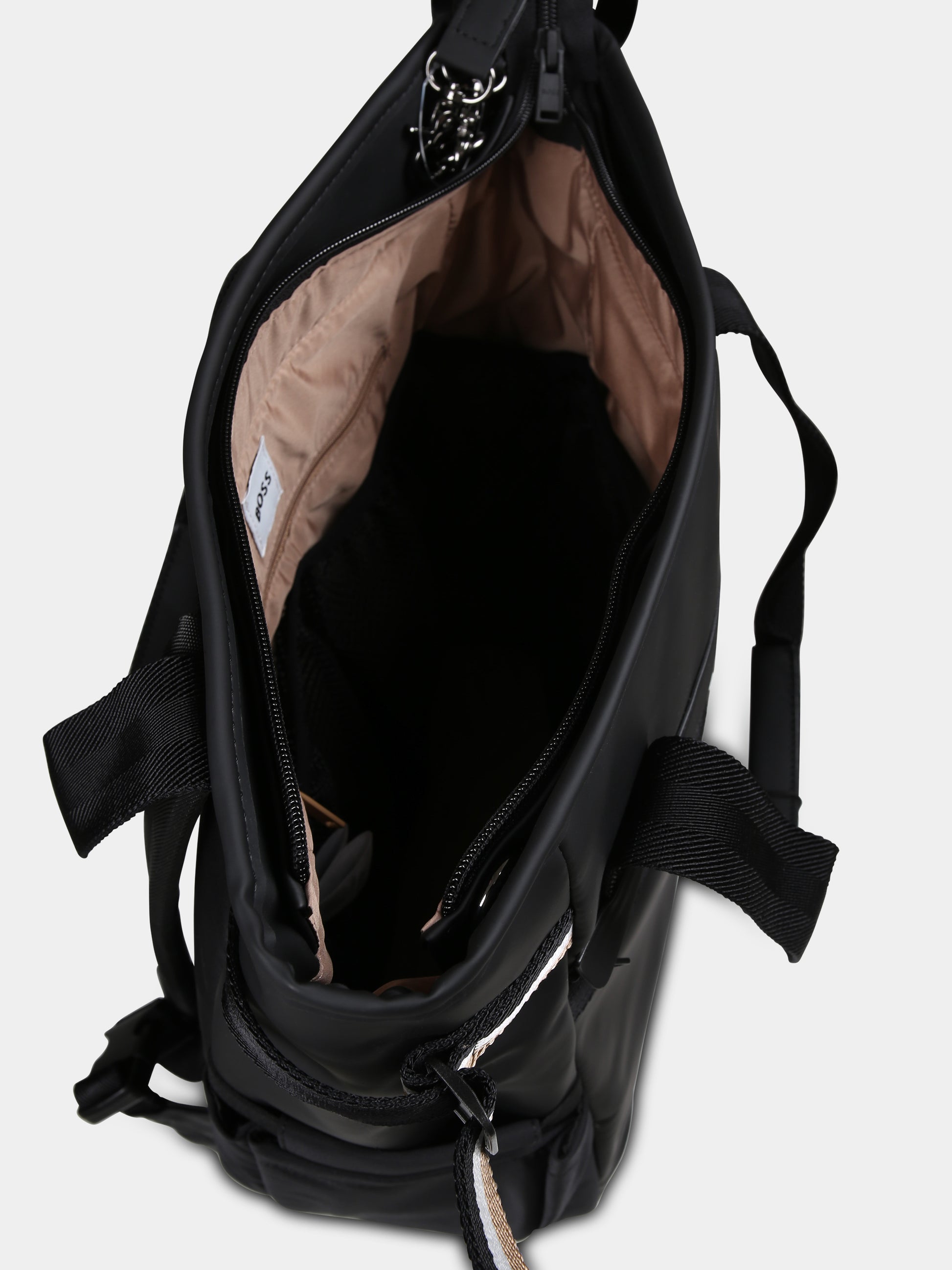 Borsa mamma nera per neonato con logo,Boss,J51735 09B