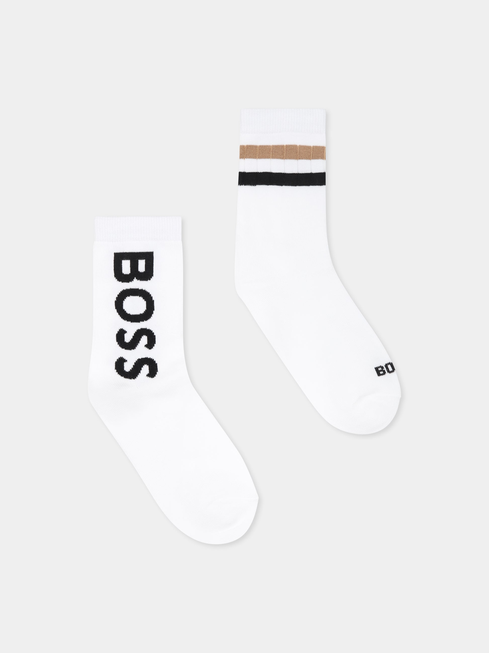Set calze bianche per bambino con logo,Boss,J51743 10P