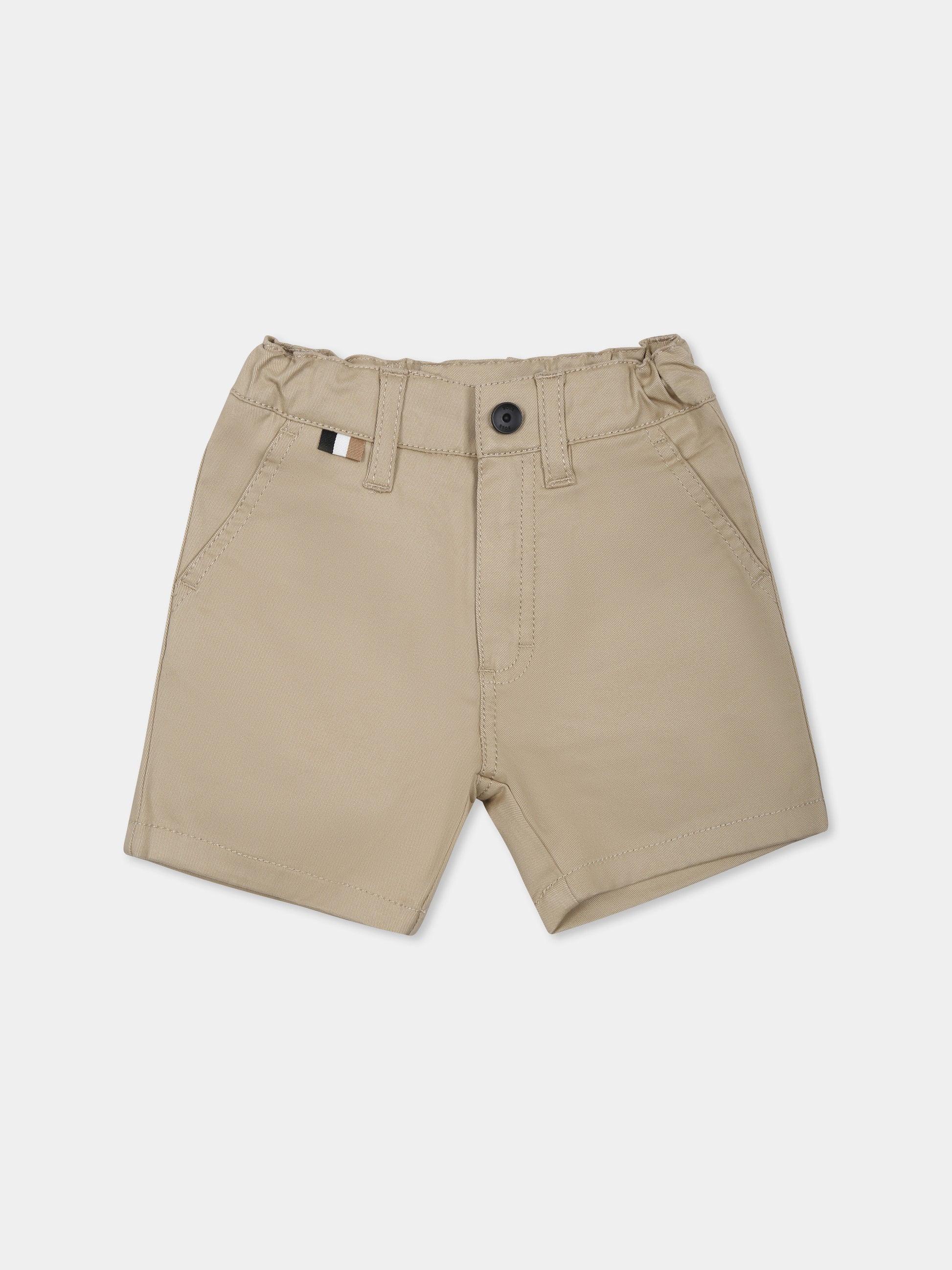 Shorts beige per neonato con logo,Boss,J52080 249