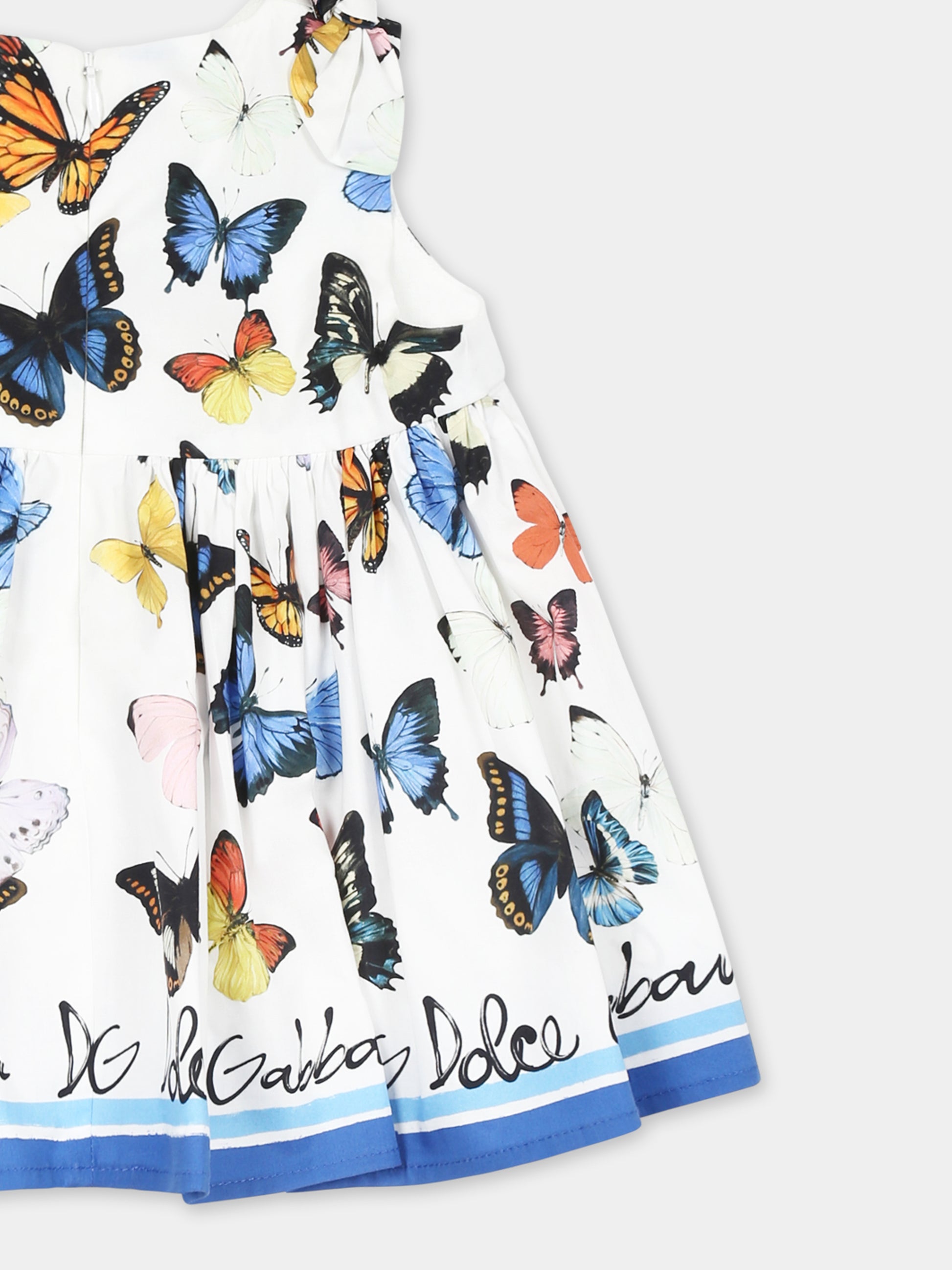 Vestito bianco per neonata con farfalle all over,Dolce & Gabbana Kids,L21N61 FI5KS HB5KB