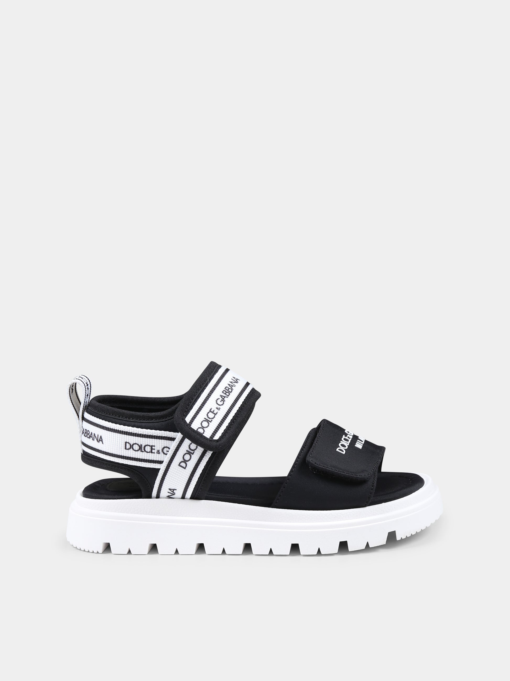 Sandali neri per bambini con logo,Dolce & Gabbana Kids,DA5249 AE928 89690