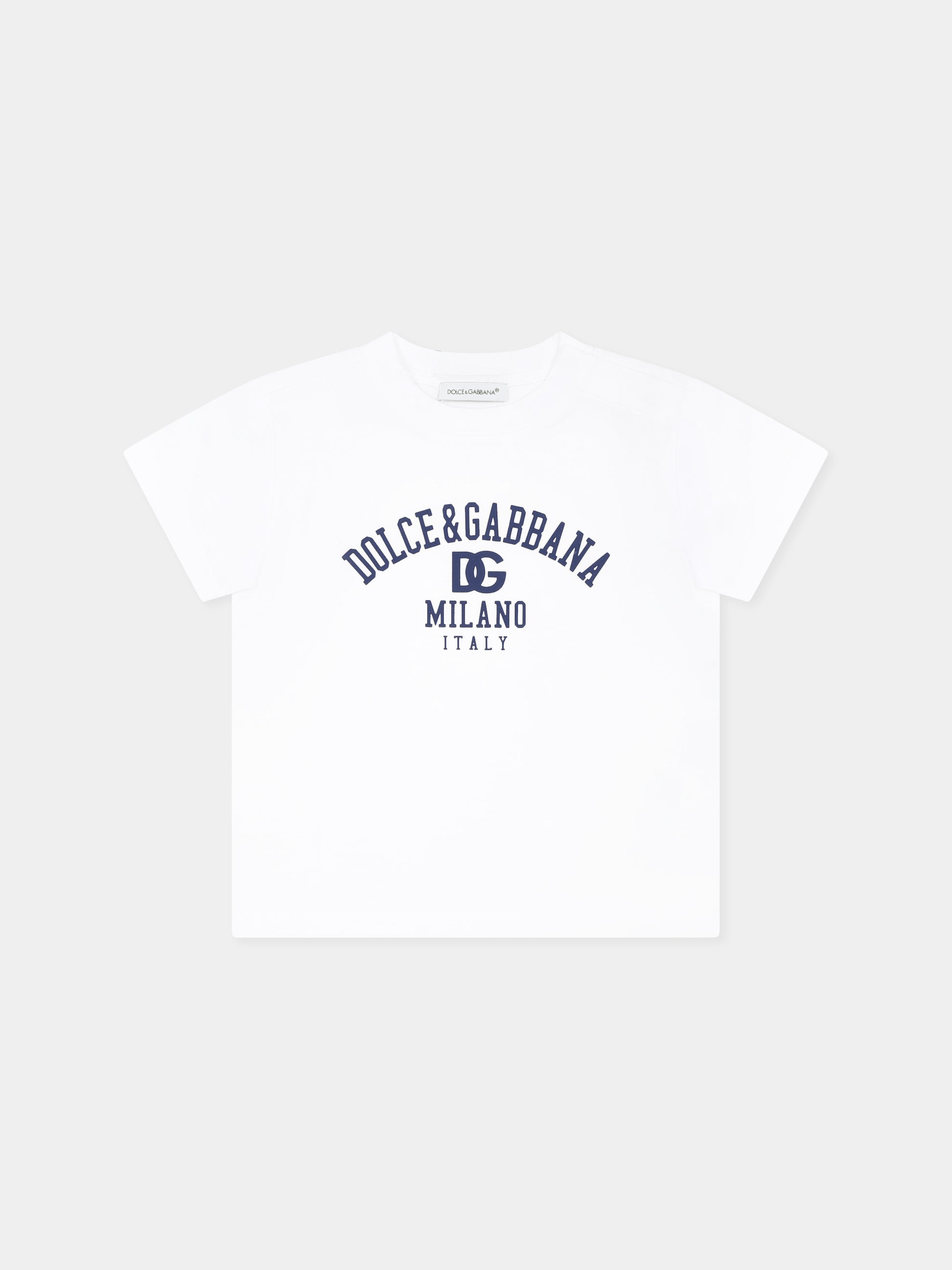 T-shirt bianca per neonati con logo,Dolce & Gabbana Kids,L1JTEV G7G3V S9000