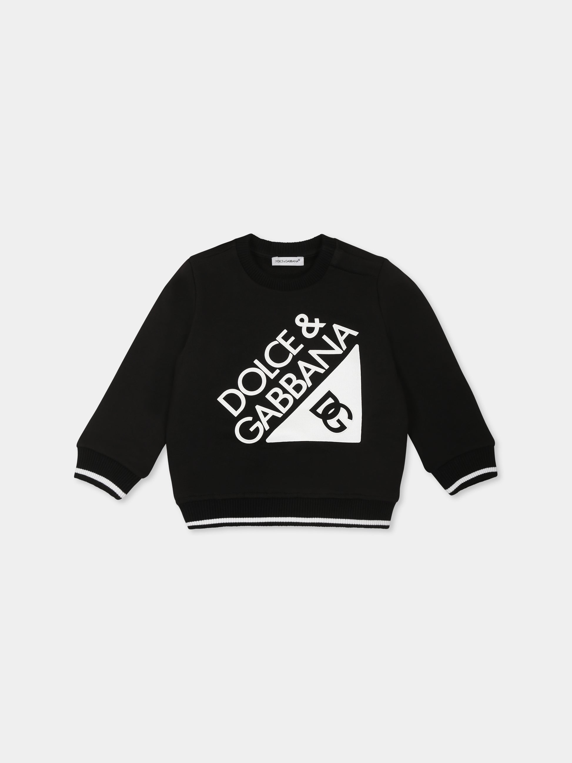 Felpa nera per neonati con logo,Dolce & Gabbana Kids,L1JWKD G7O6N N0000