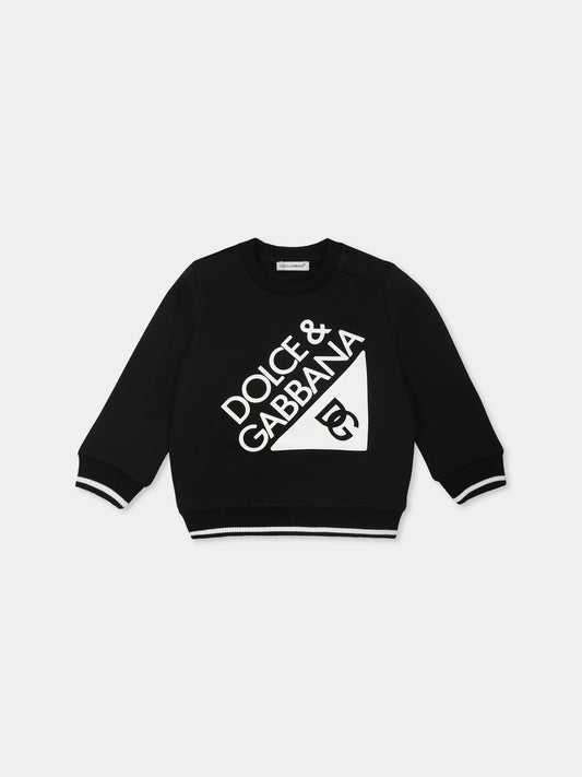 Felpa nera per neonati con logo,Dolce & Gabbana Kids,L1JWKD G7O6N N0000