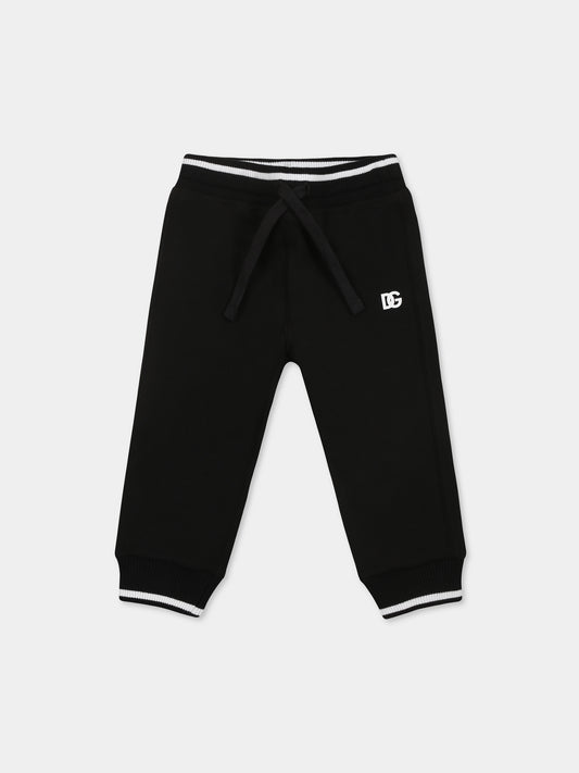 Pantalon noir pour bébé enfants avec logo