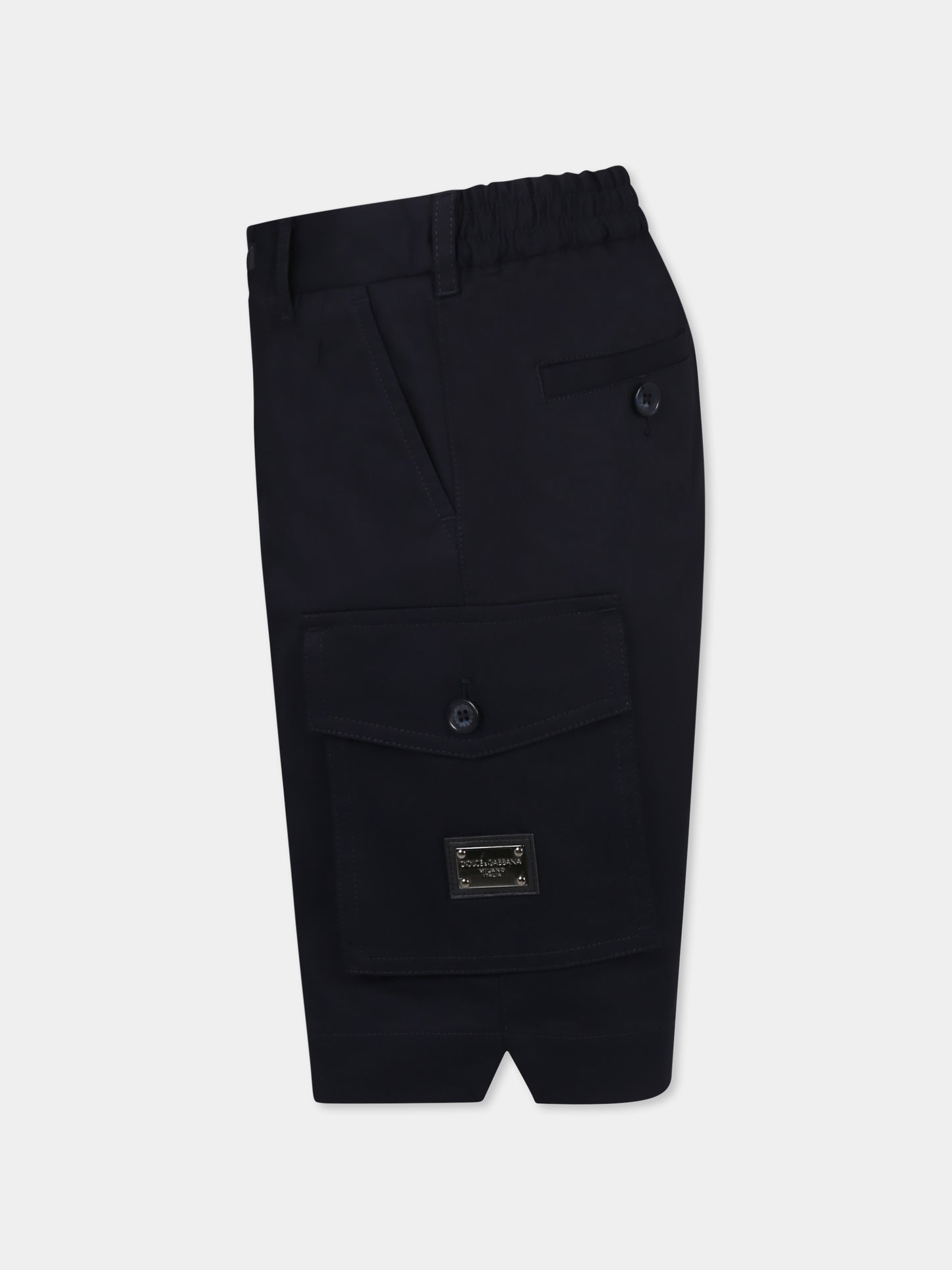 Short bleu pour garçon avec logo