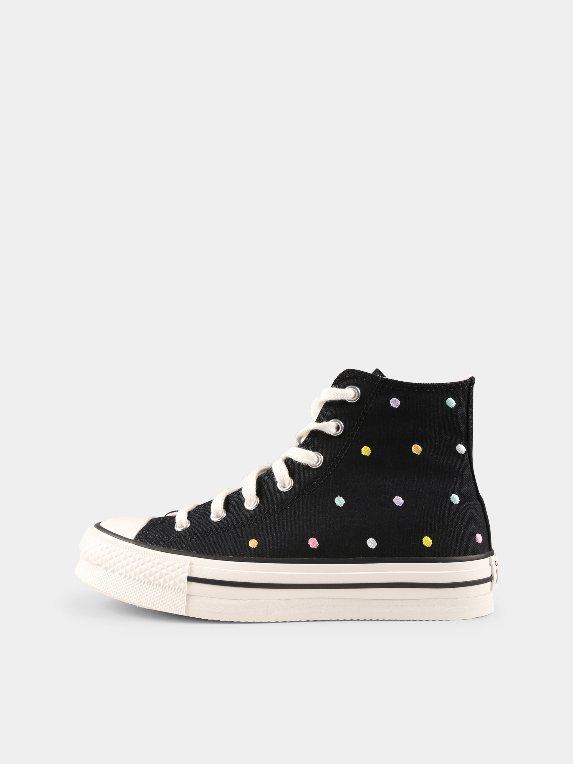 Sneakers Chuck Taylor All Star Eva Lift nere per bambina con pois,Converse,A12608C BLACK