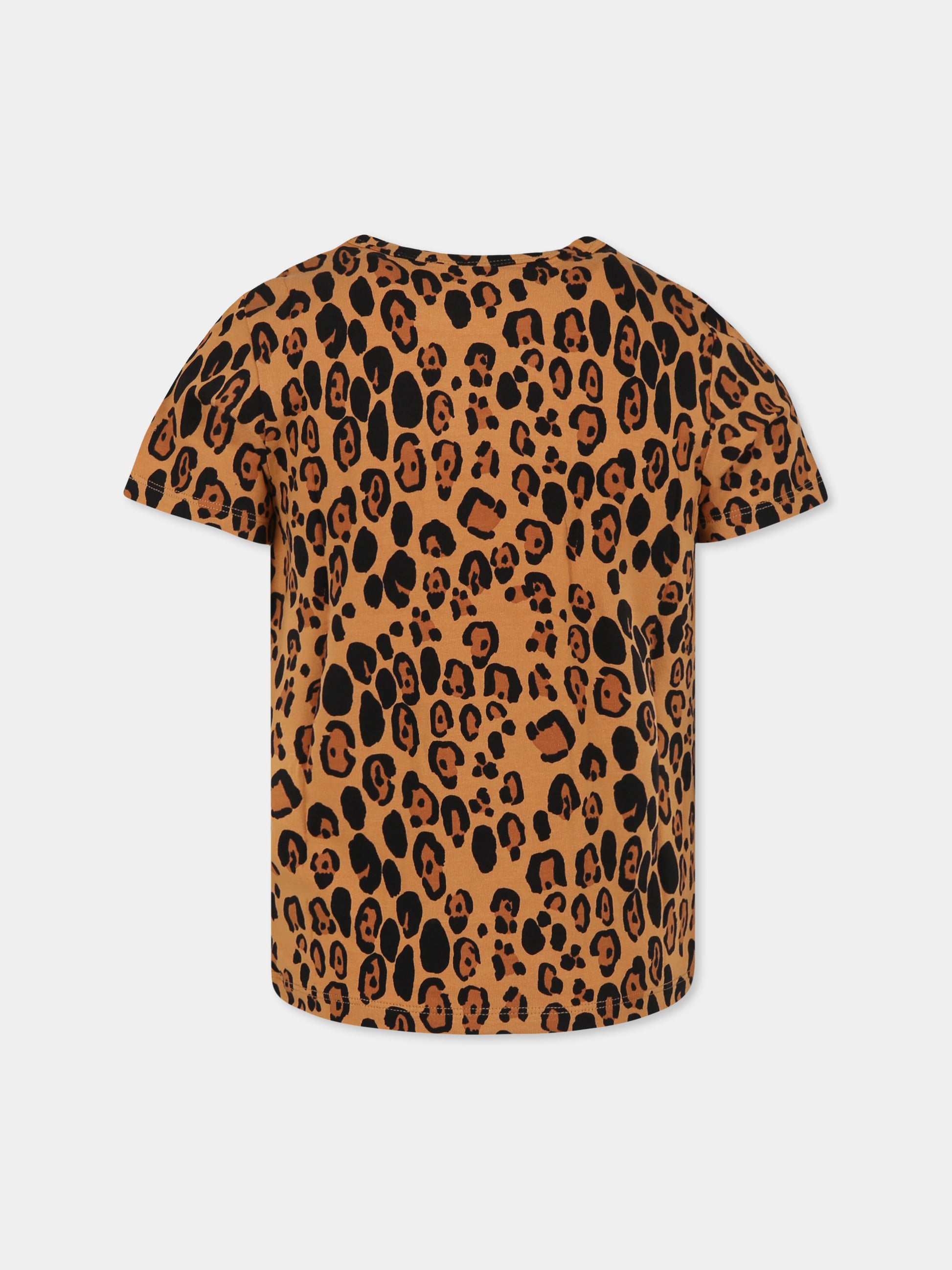 T-shirt beige per bambini con stampa maculata,Mini Rodini,1000000213