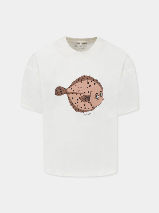 T-shirt avorio per bambini con pesce palla,Mini Rodini,2522012911