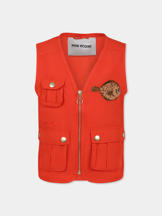 Gilet orange pour enfants avec poissons-globes