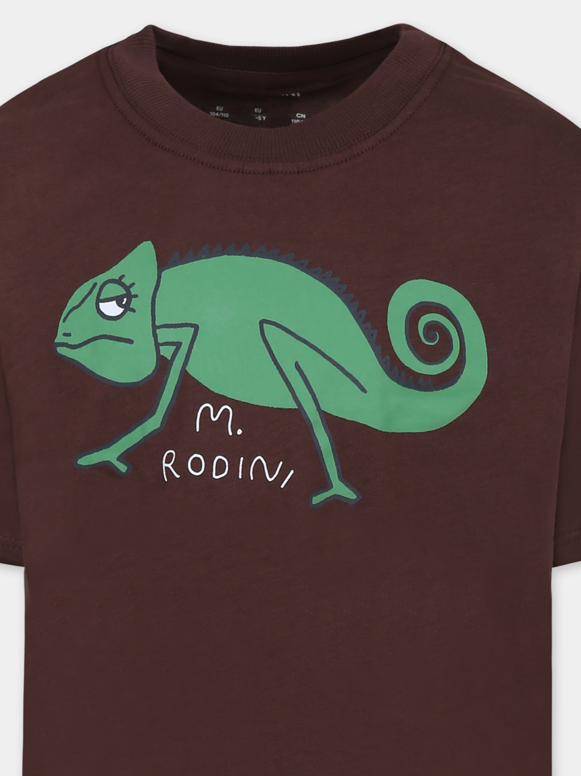 T-shirt marrone per bambino con camaleonte,Mini Rodini,2522015916
