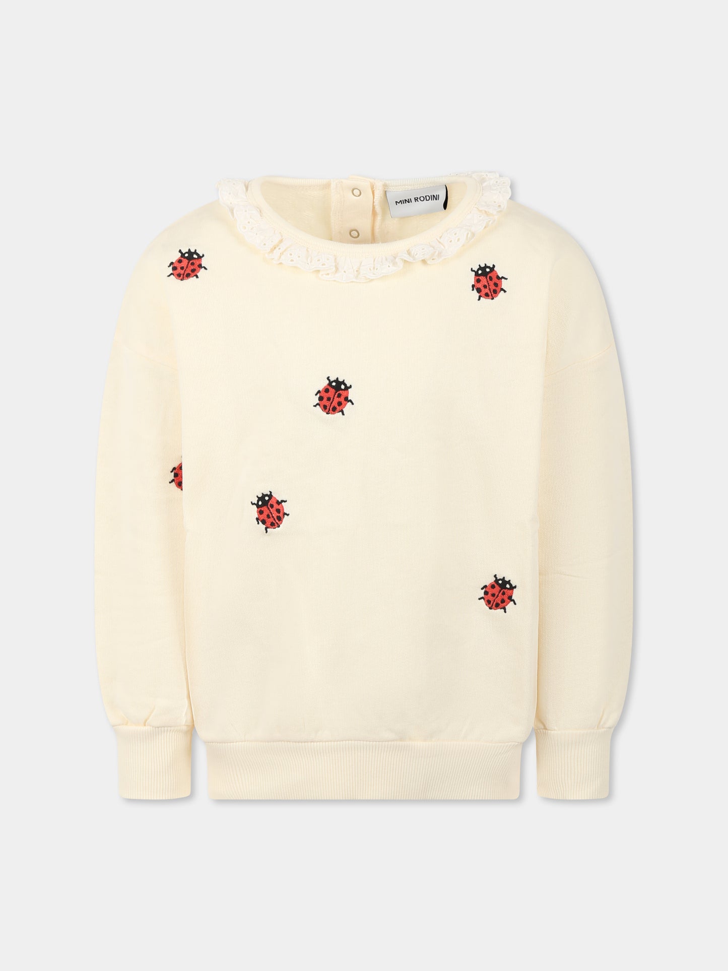 Felpa avorio per bambina con coccinelle,Mini Rodini,2522010711