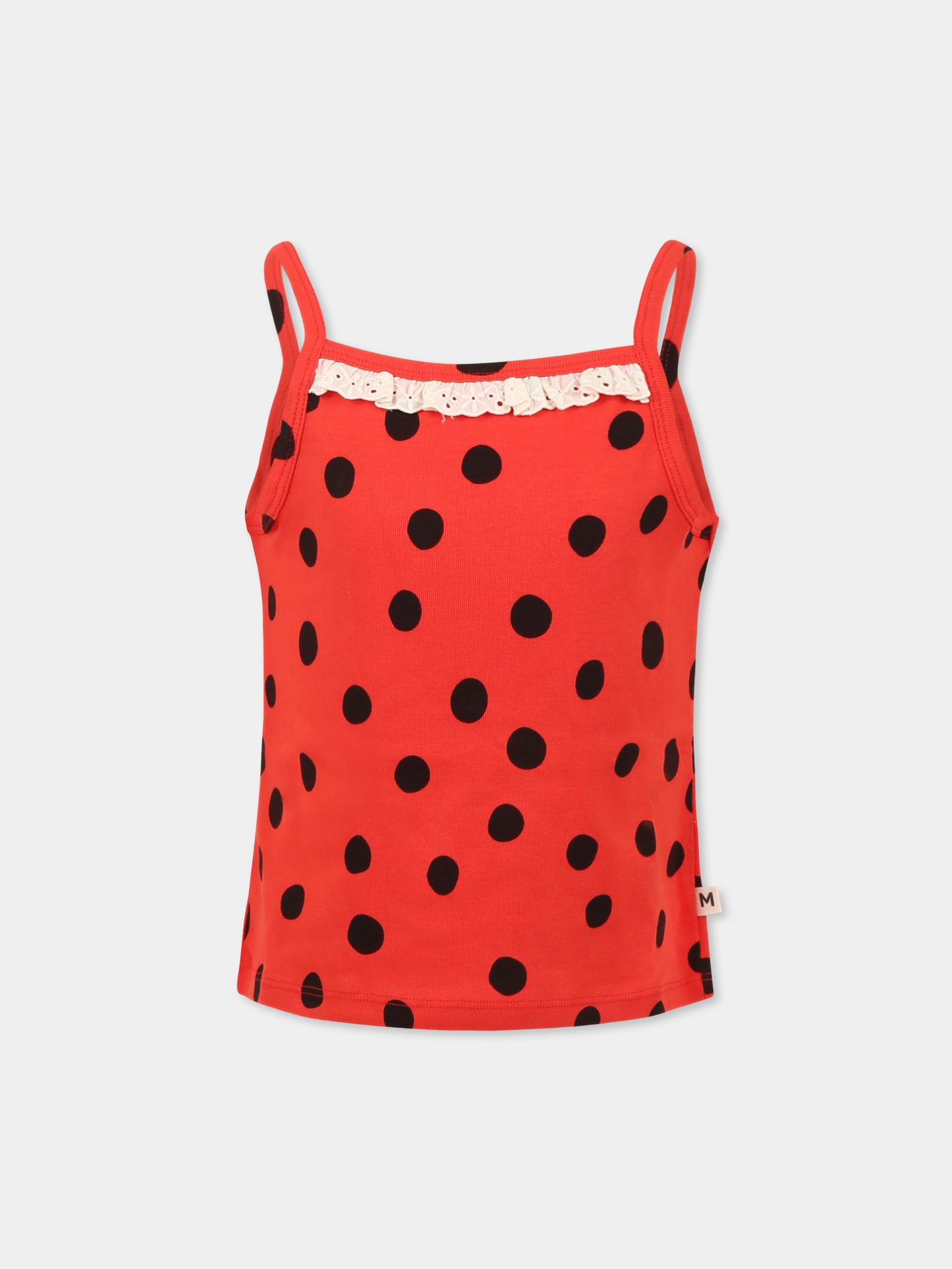 Canotta rossa per bambina con pois,Mini Rodini,2522010342