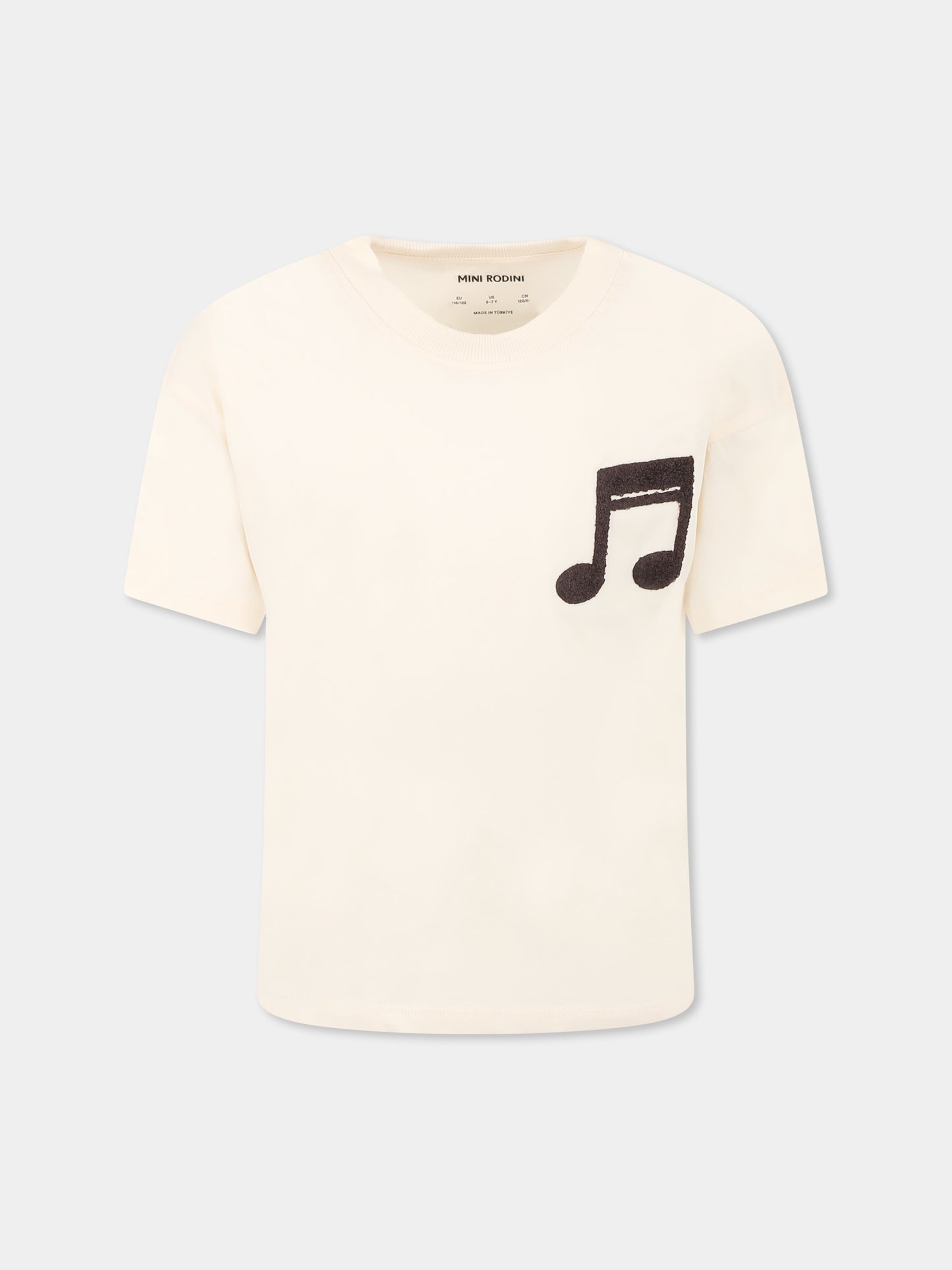 T-shirt avorio per bambini con nota musicale,Mini Rodini,2522011711