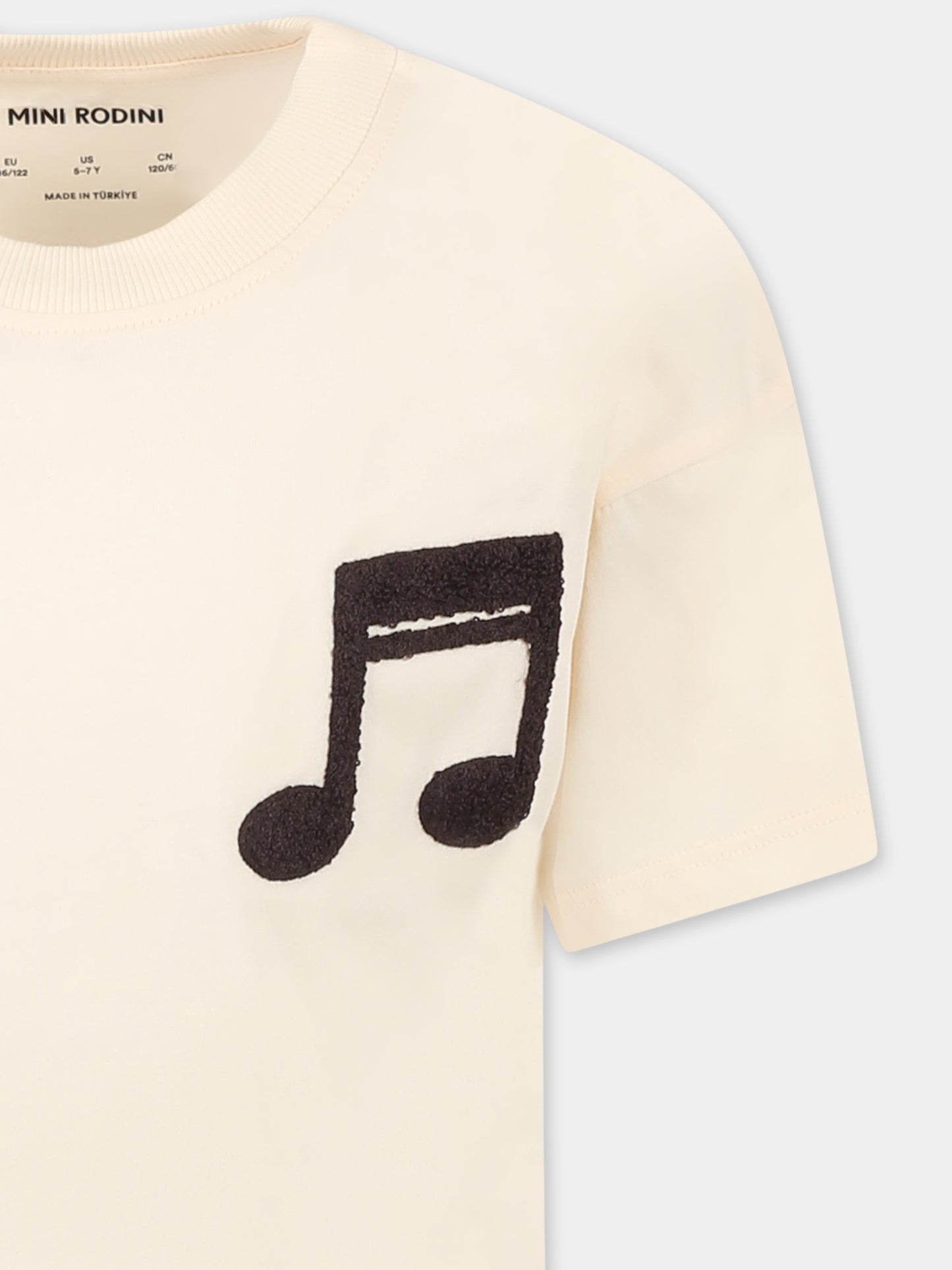 T-shirt avorio per bambini con nota musicale,Mini Rodini,2522011711