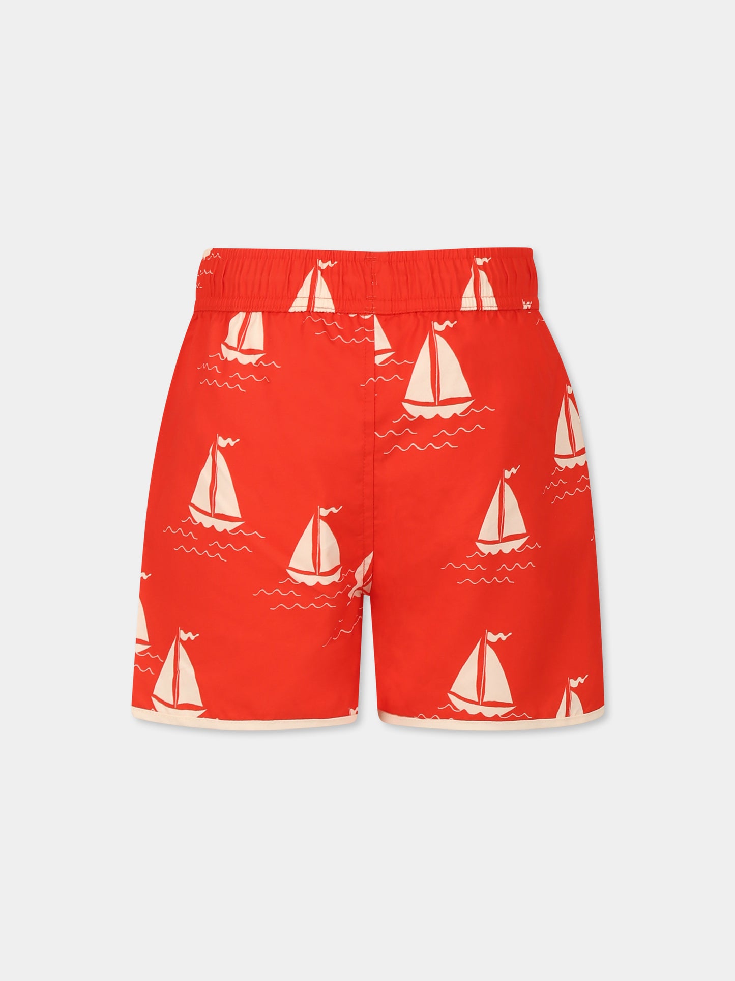 Boxer mare rosso per bambino con barca a vela all over,Mini Rodini,2528011342