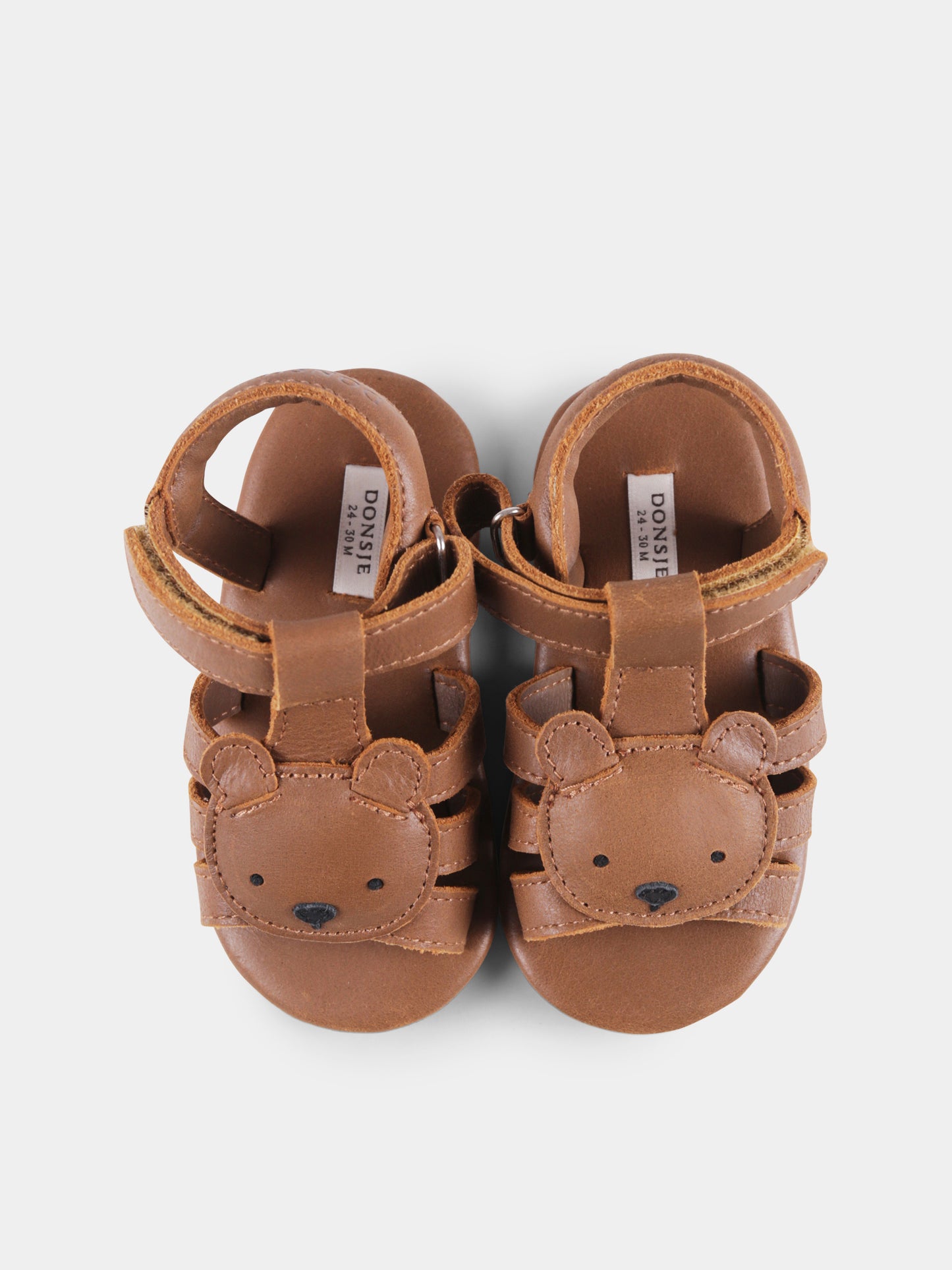Sandali marroni per neonati con orso,Donsje,1039602 PU003