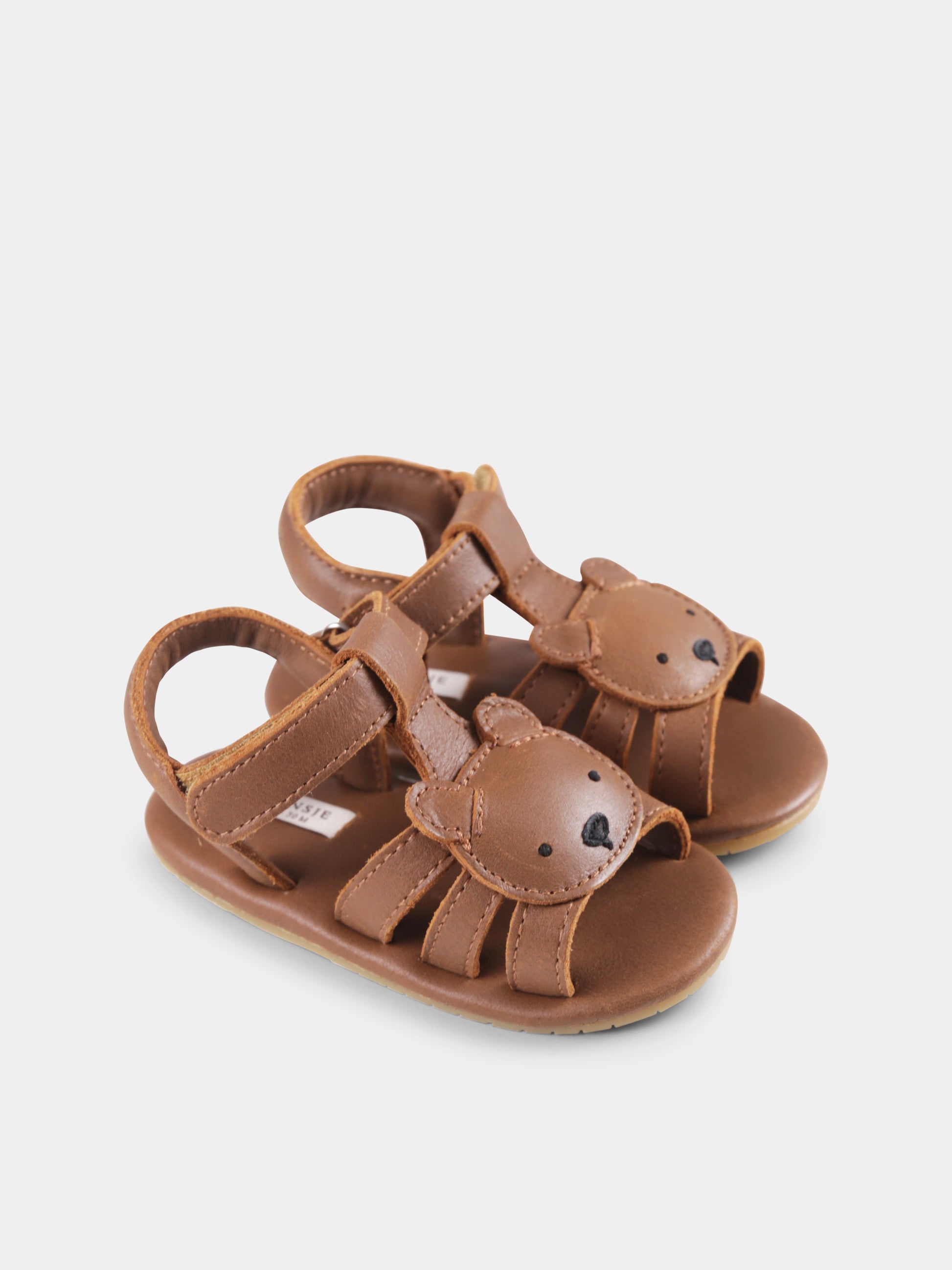 Sandali marroni per neonati con orso,Donsje,1039602 PU003