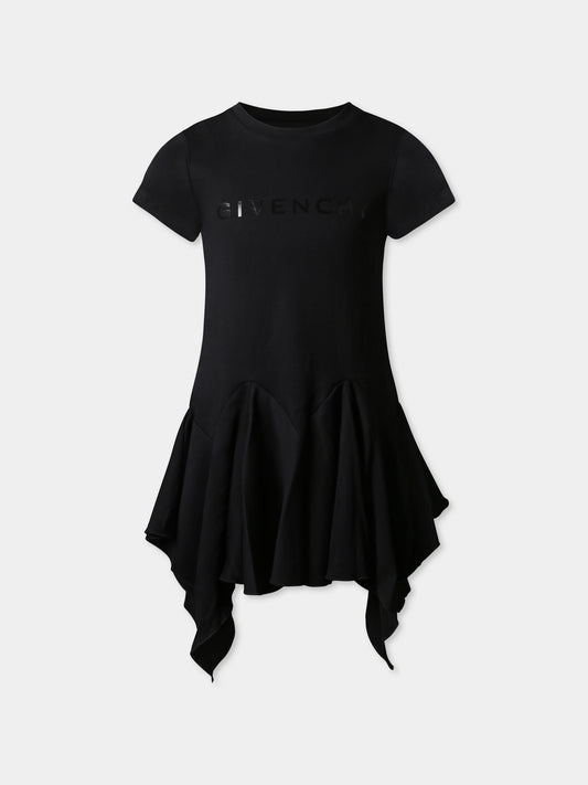 Vestito nero per bambina con logo,Givenchy Kids,H30775 09B