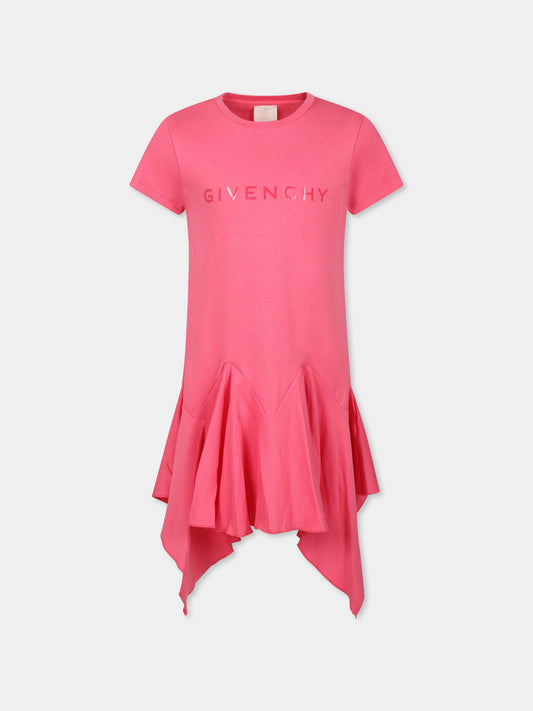 Vestito rosa per bambina con logo,Givenchy Kids,H30775 488