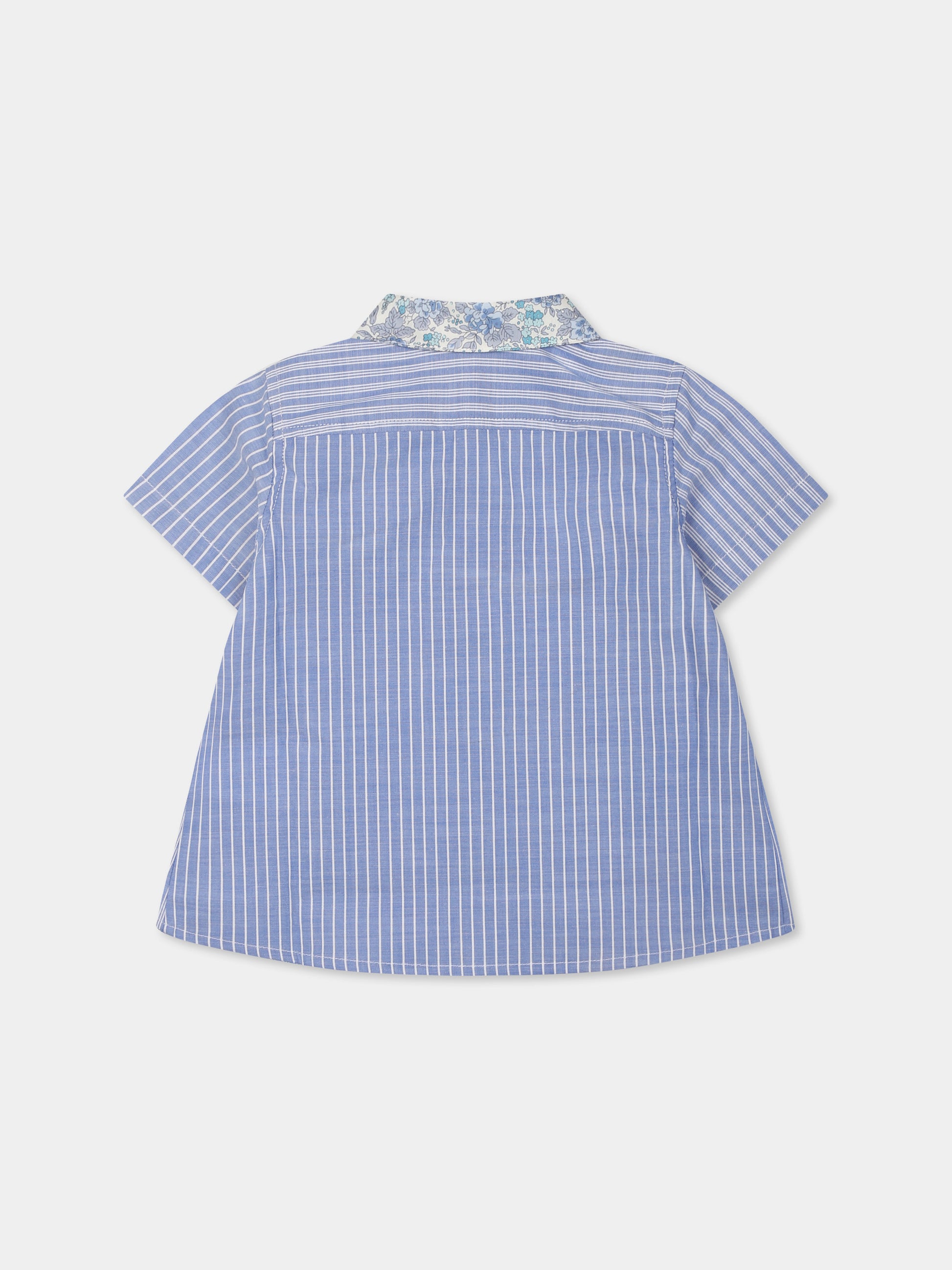 Camicia celeste per neonata con stampa floreale,Bonpoint,S05YSHW00010 215