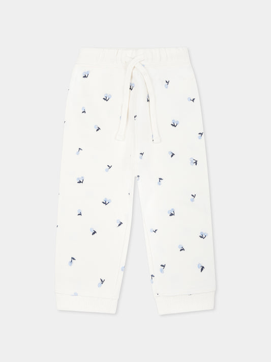 Pantalon ivoire pour bébé fille avec cerises