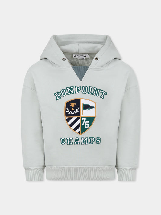 Felpa verde per bambino con logo e stemma,Bonpoint,S05BSWK00004 141C