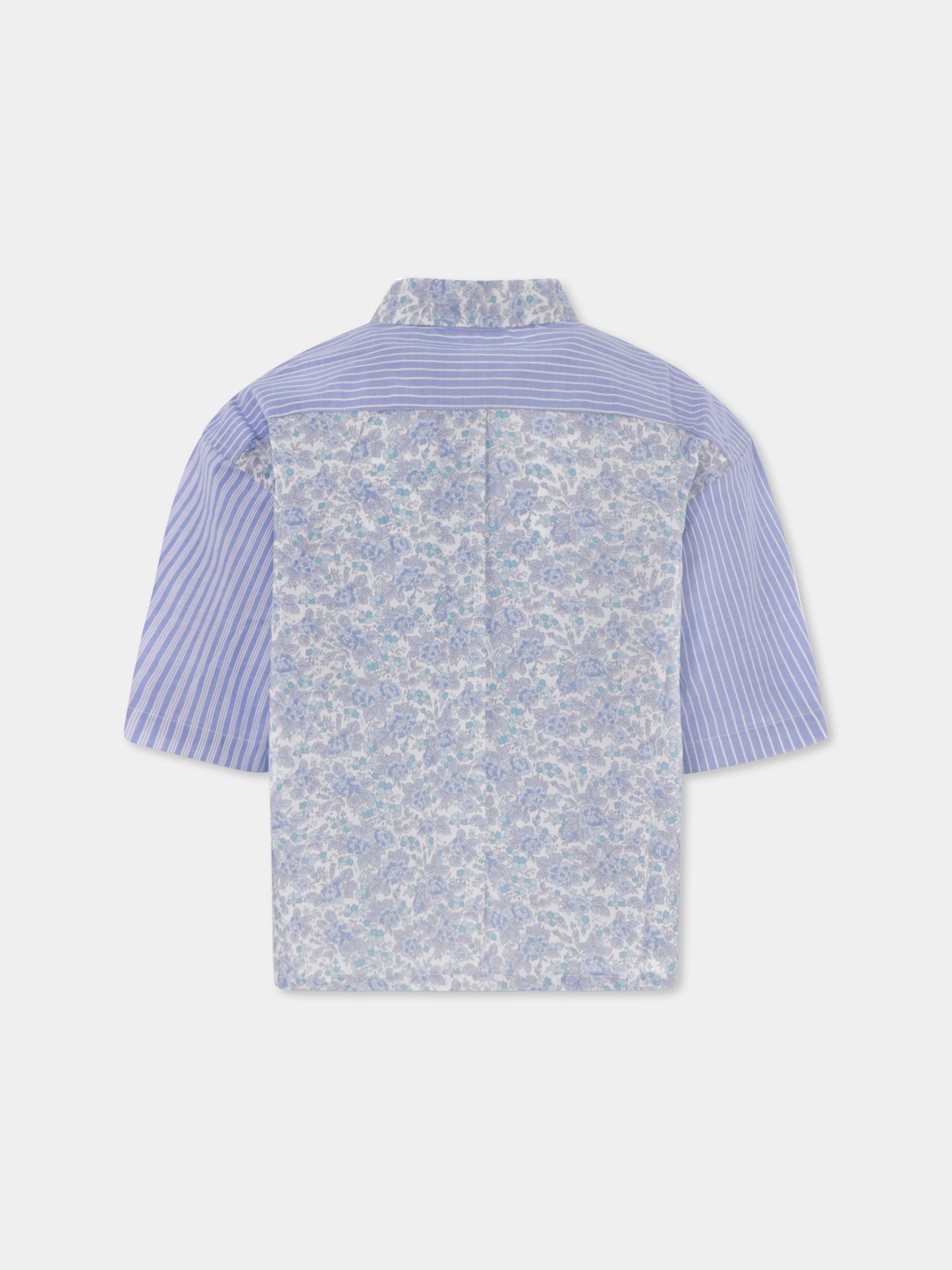 Chemise bleu clair pour fille avec imprimé floral