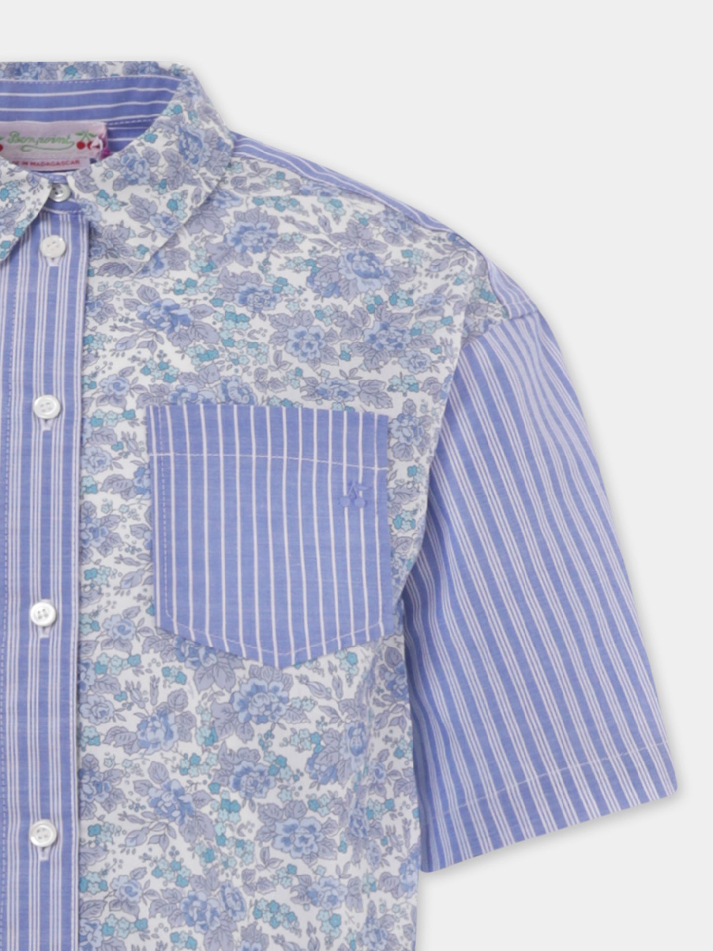 Chemise bleu clair pour fille avec imprimé floral