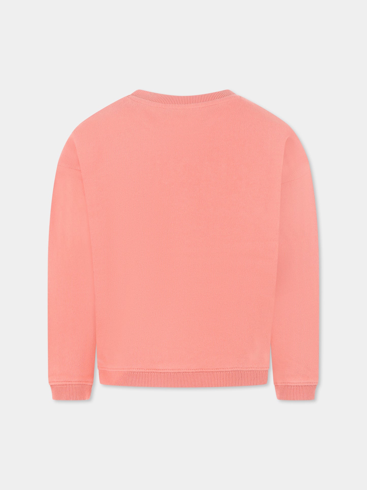 Felpa rosa per bambina con scritta e ciliegie,Bonpoint,S05GSWK00005 128D