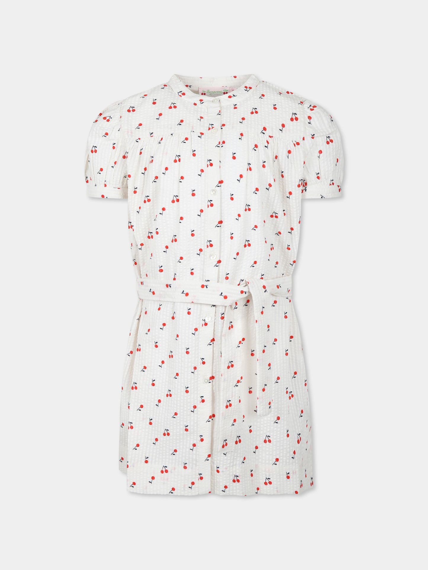 Vestito avorio per bambina con ciliegie,Bonpoint,S05GDRW00045 651C