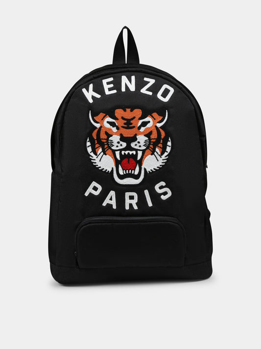 Sac à dos noir pour enfants avec Lucky Tiger
