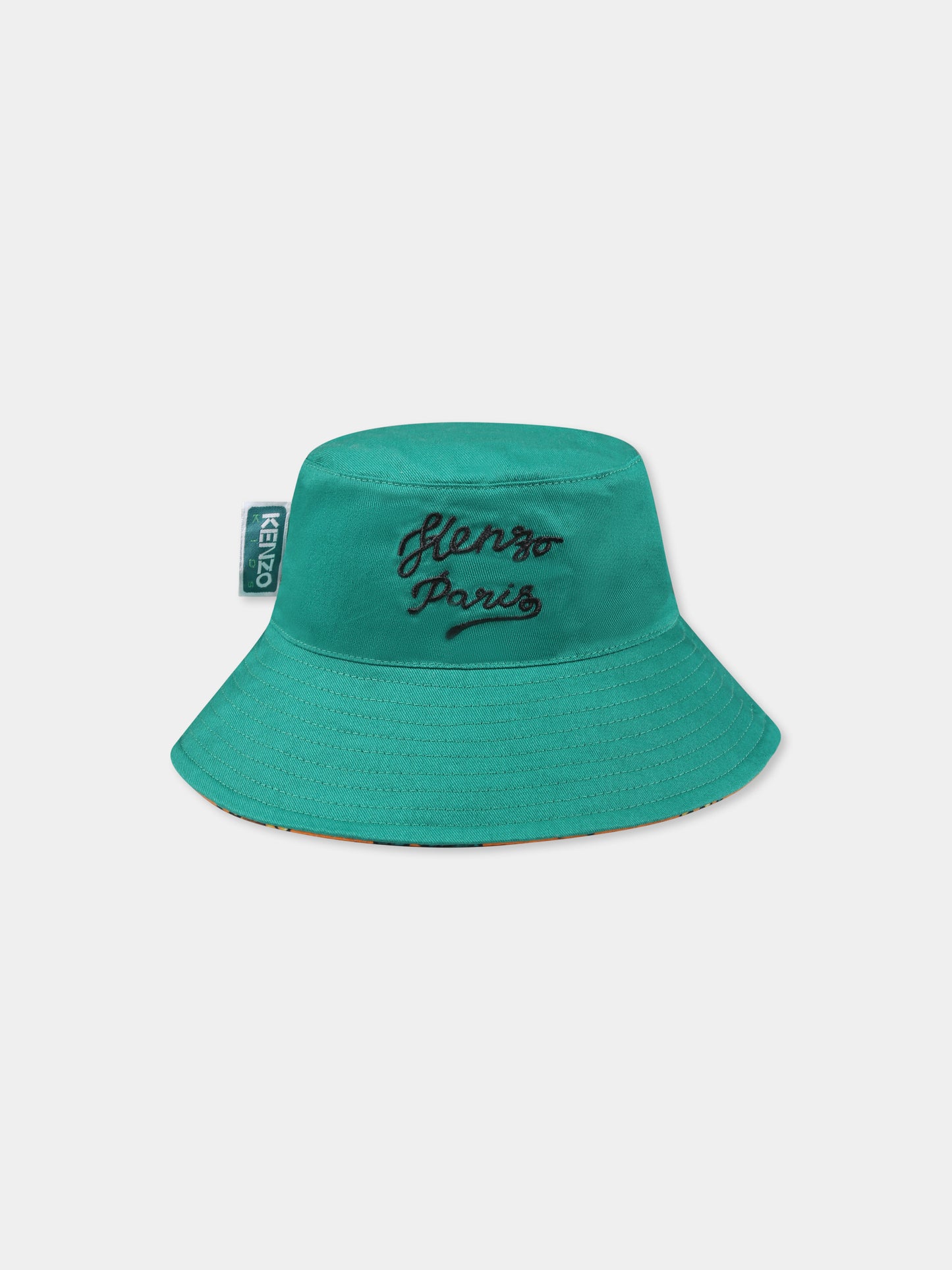 Cloche réversible verte pour enfants avec tournesols