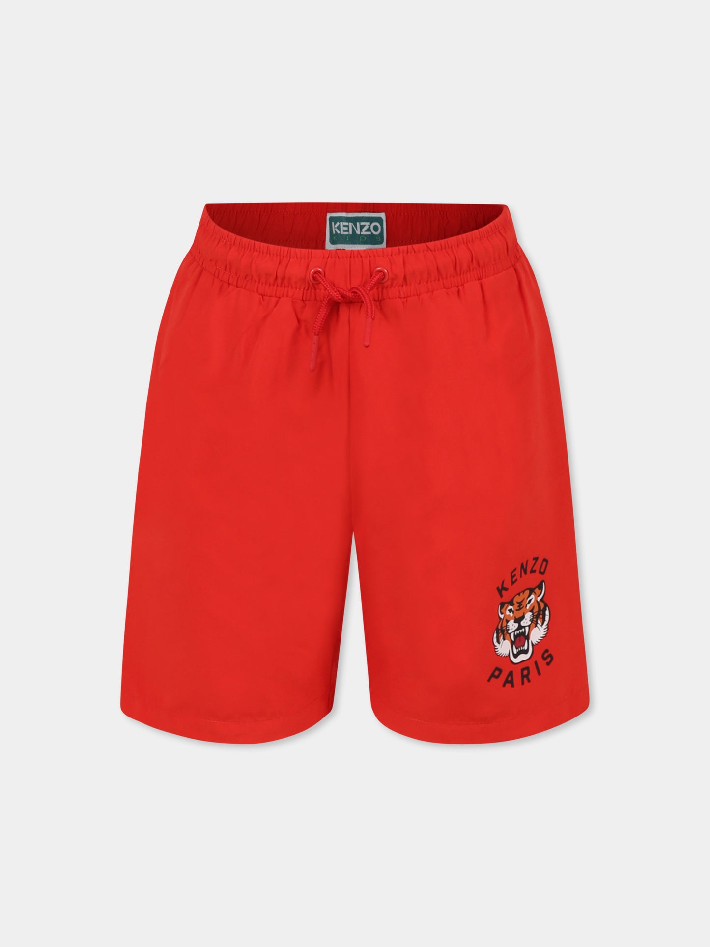 Short de bain rouge pour garçon avec Lucky Tiger