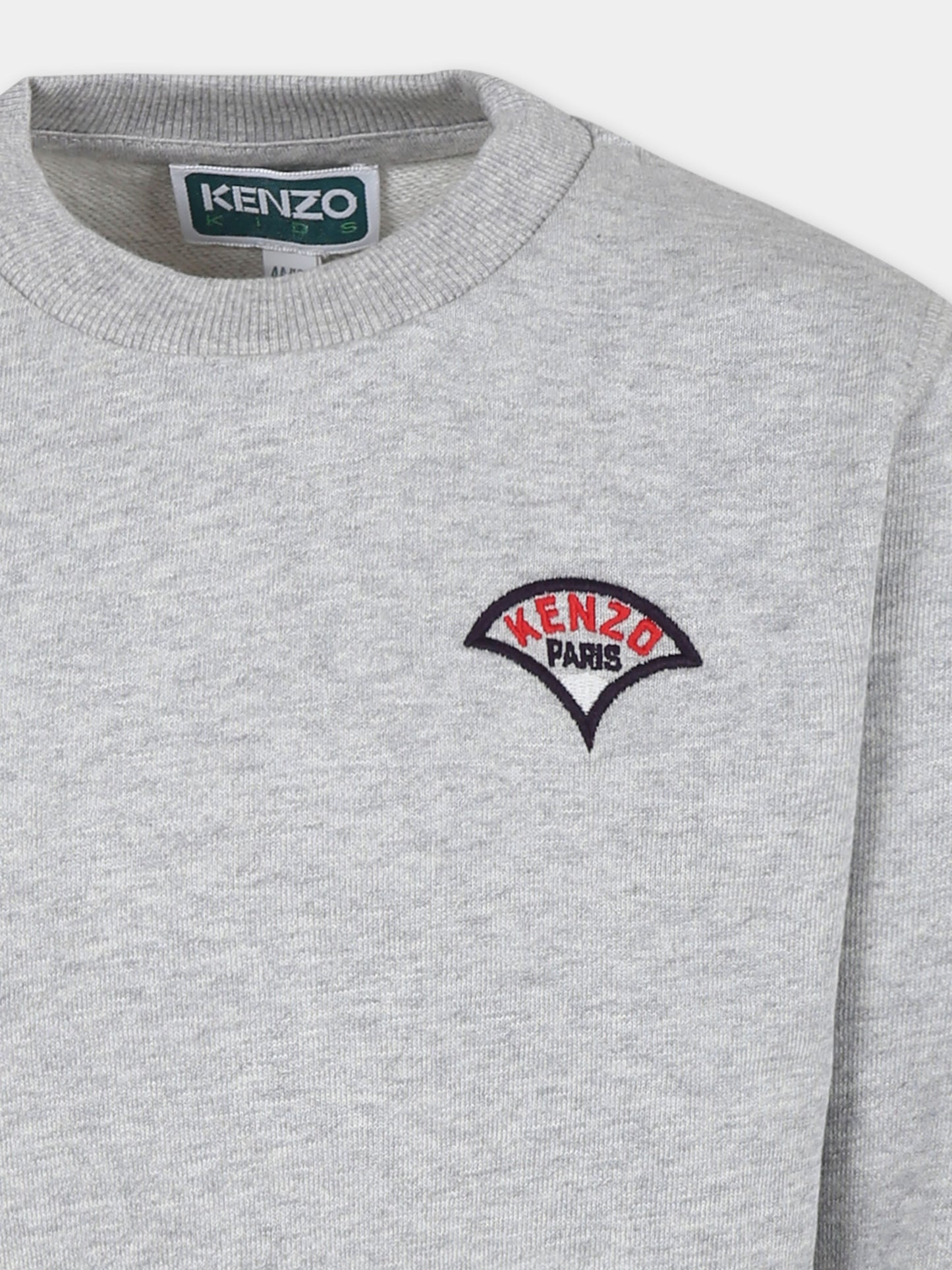 Felpa grigia per bambino con ricamo Kenzo Seigaiha,Kenzo Kids,K61131 A20