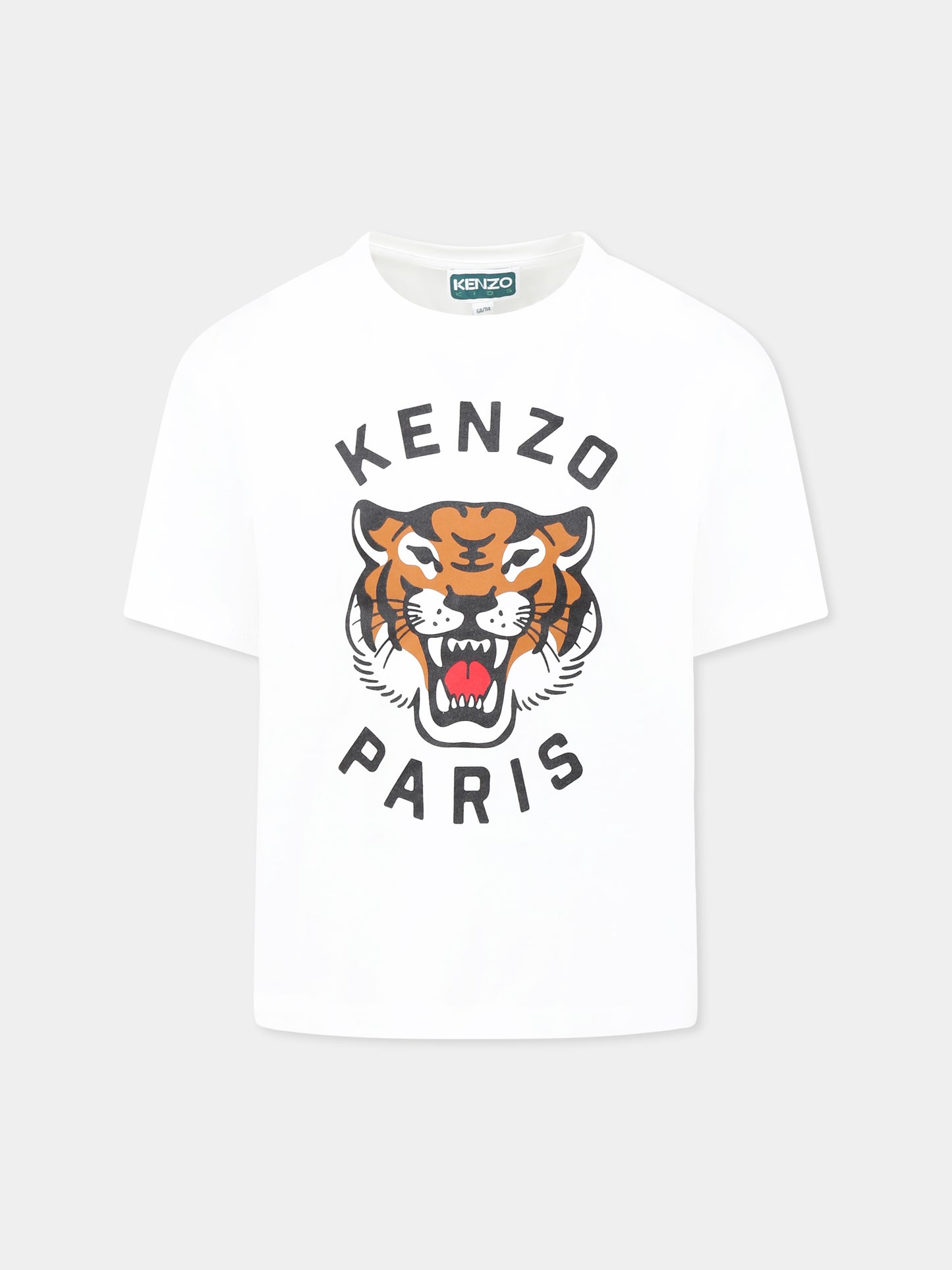 T-shirt blanc pour fille avec Lucky Tiger