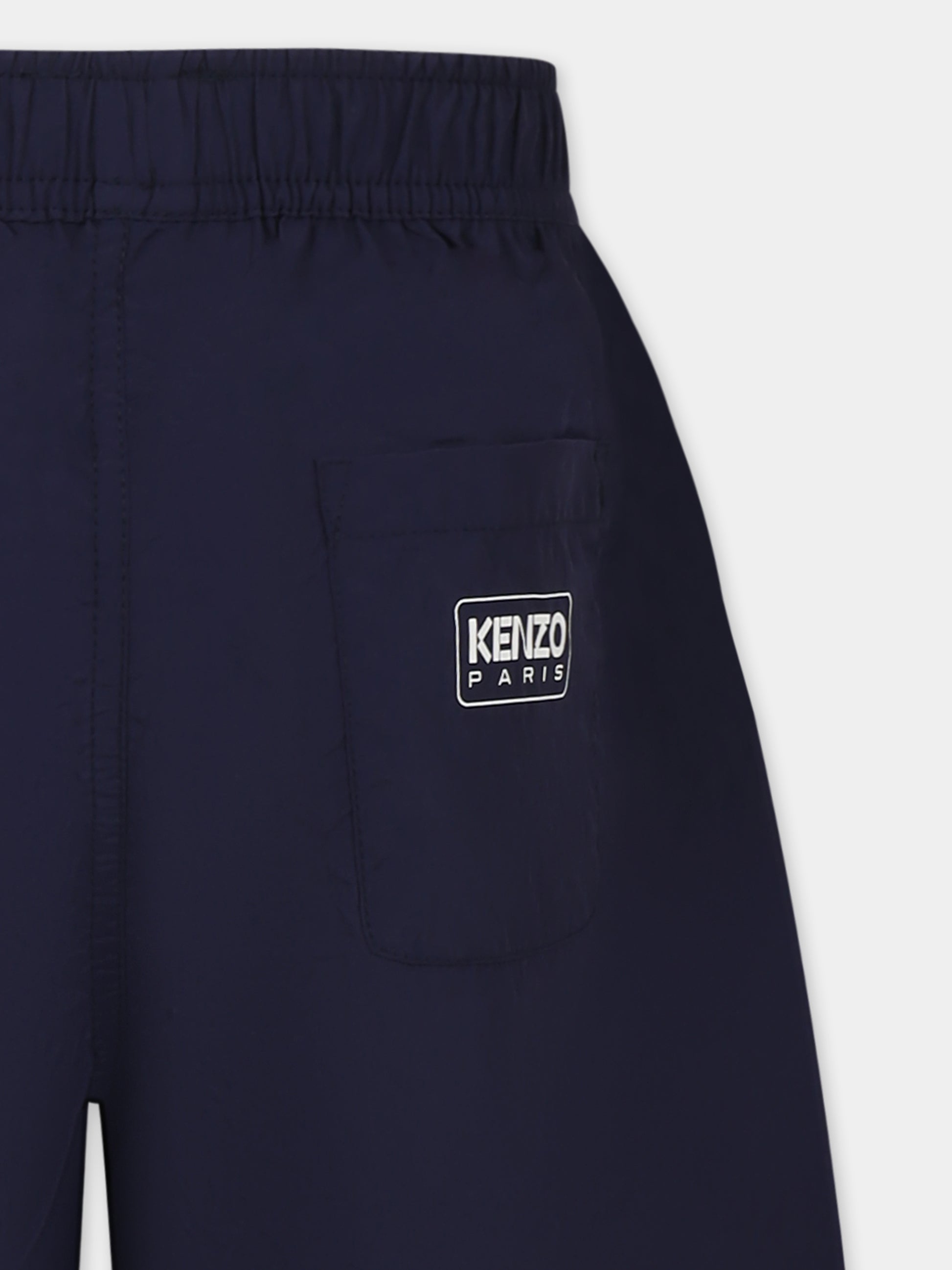 Shorts blu per bambino con logo,Kenzo Kids,K61182 848