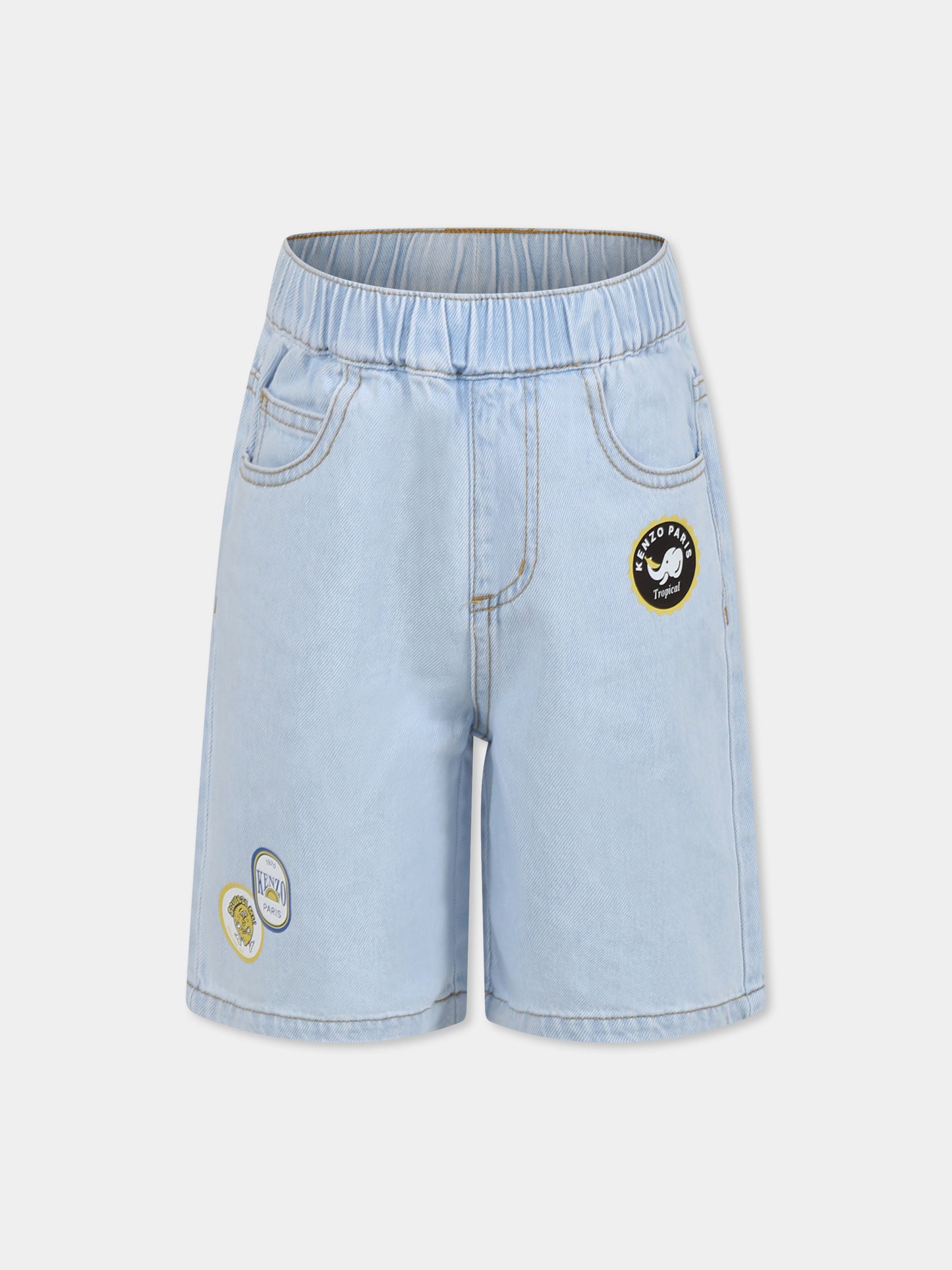 Shorts celesti per bambino con stampe Fruits Stickers,Kenzo Kids,K60907 Z74