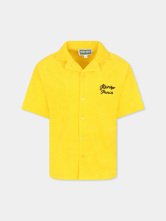 Camicia gialla per bambino con logo,Kenzo Kids,K61090 525