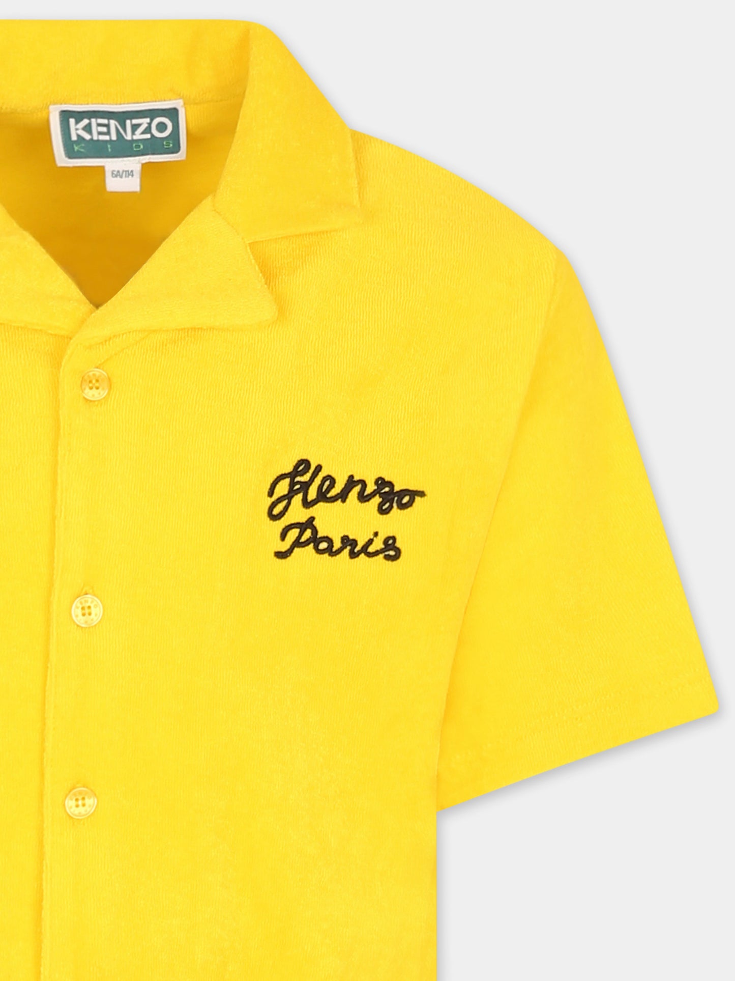 Camicia gialla per bambino con logo,Kenzo Kids,K61090 525