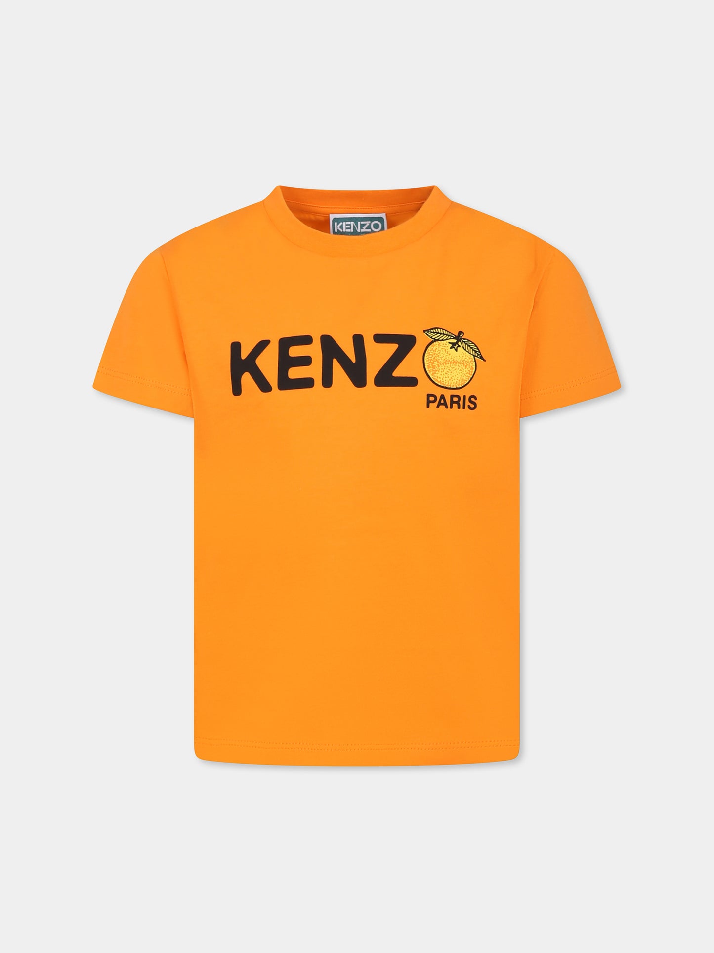 T-shirt orange pour garçon avec logo